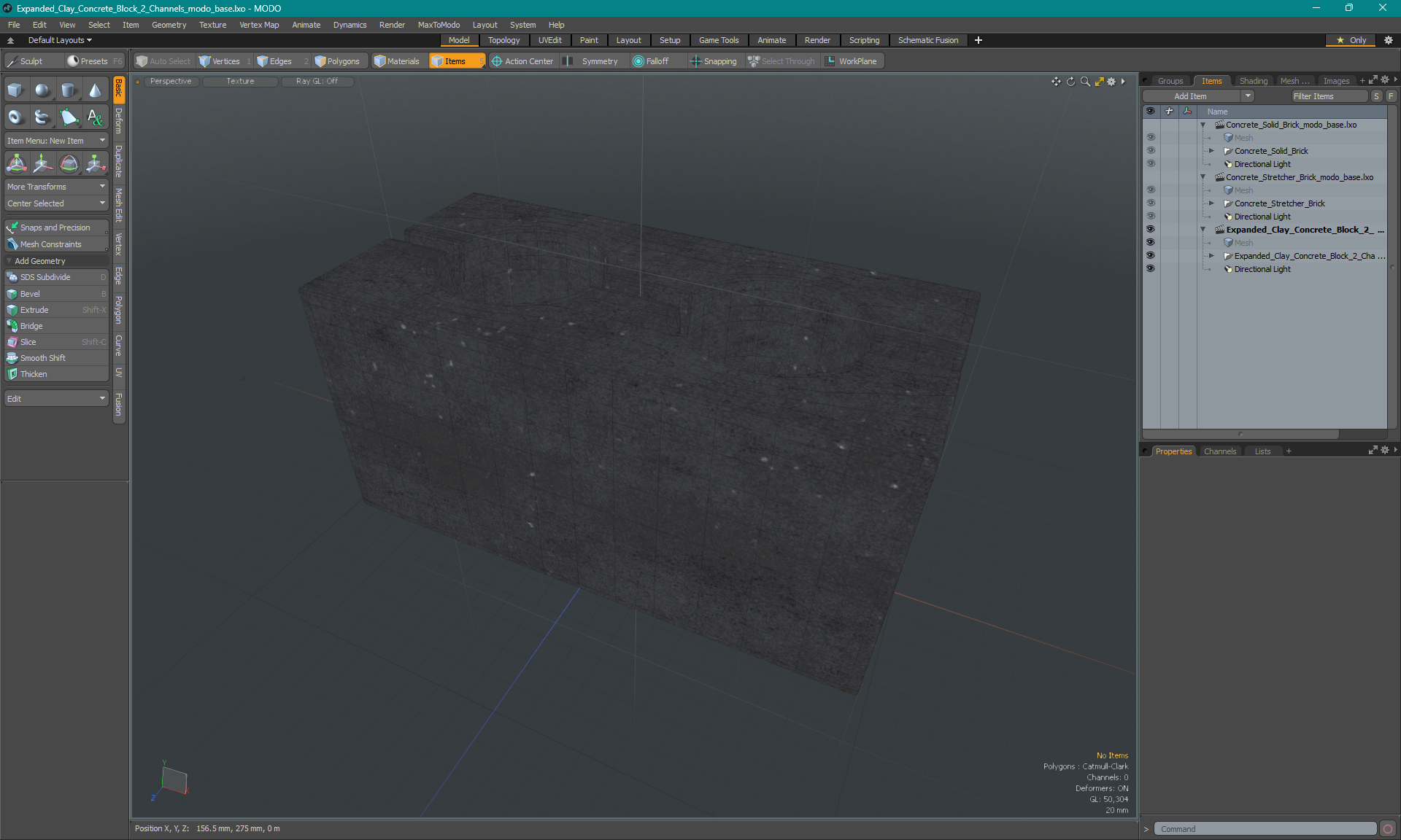 Expanded Clay Concrete Block 2 Channels 3D model