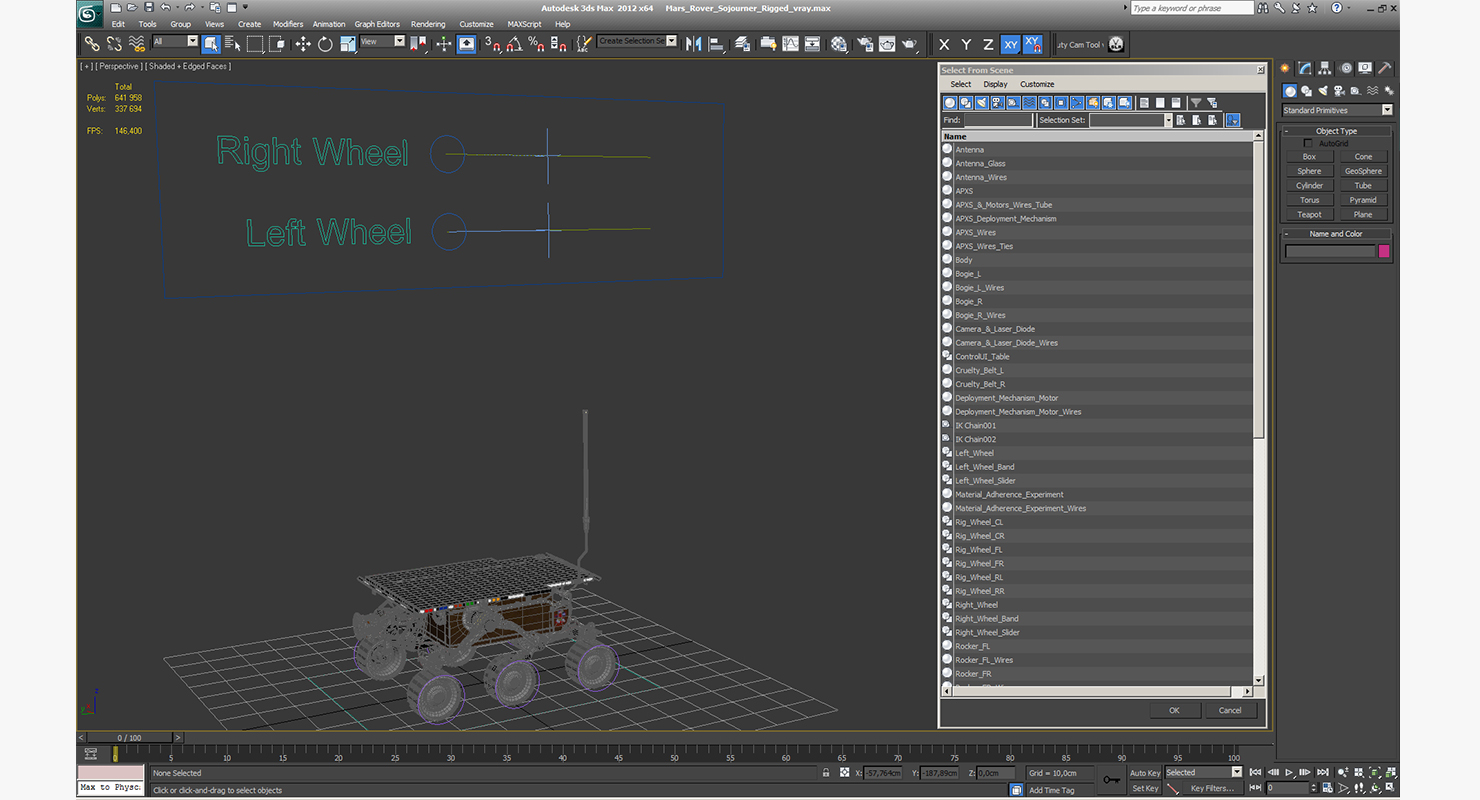 Mars Rover Sojourner Rigged 3D