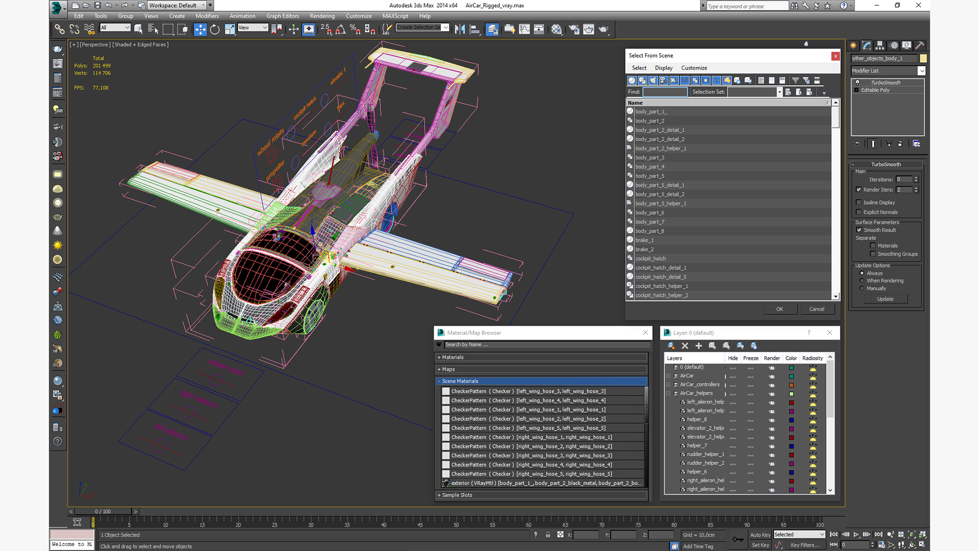 3D AirCar Rigged model