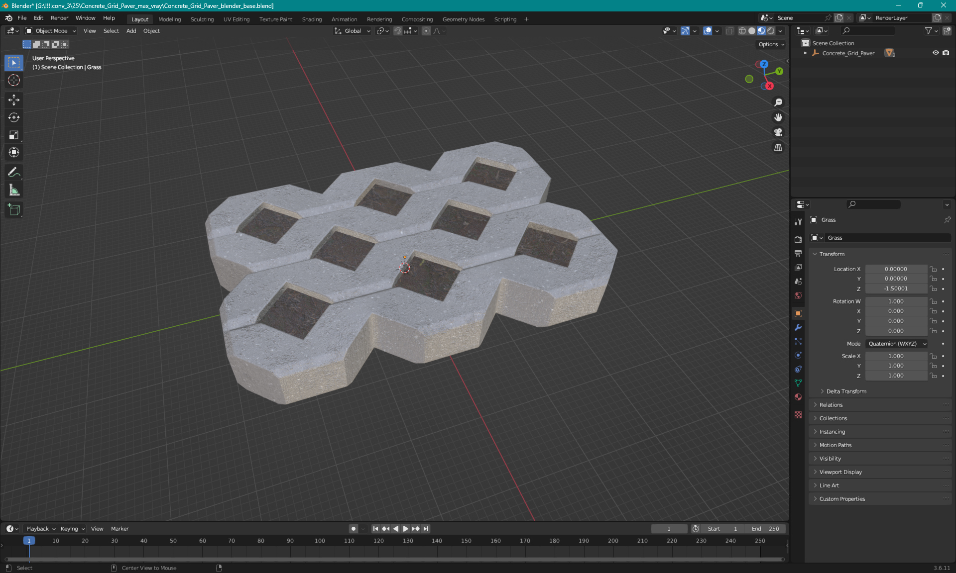 Concrete Grid Paver 3D model