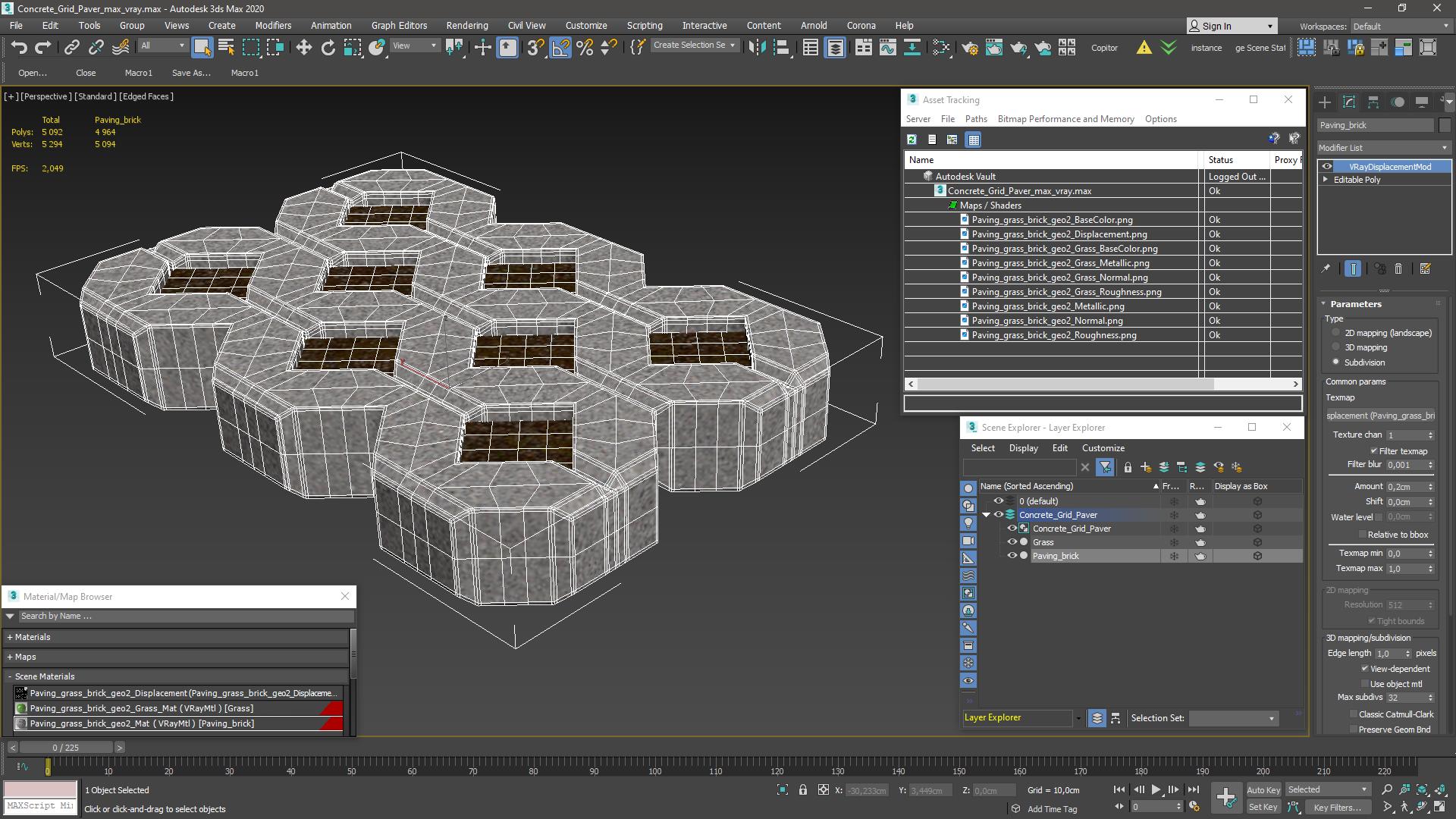 Concrete Grid Paver 3D model