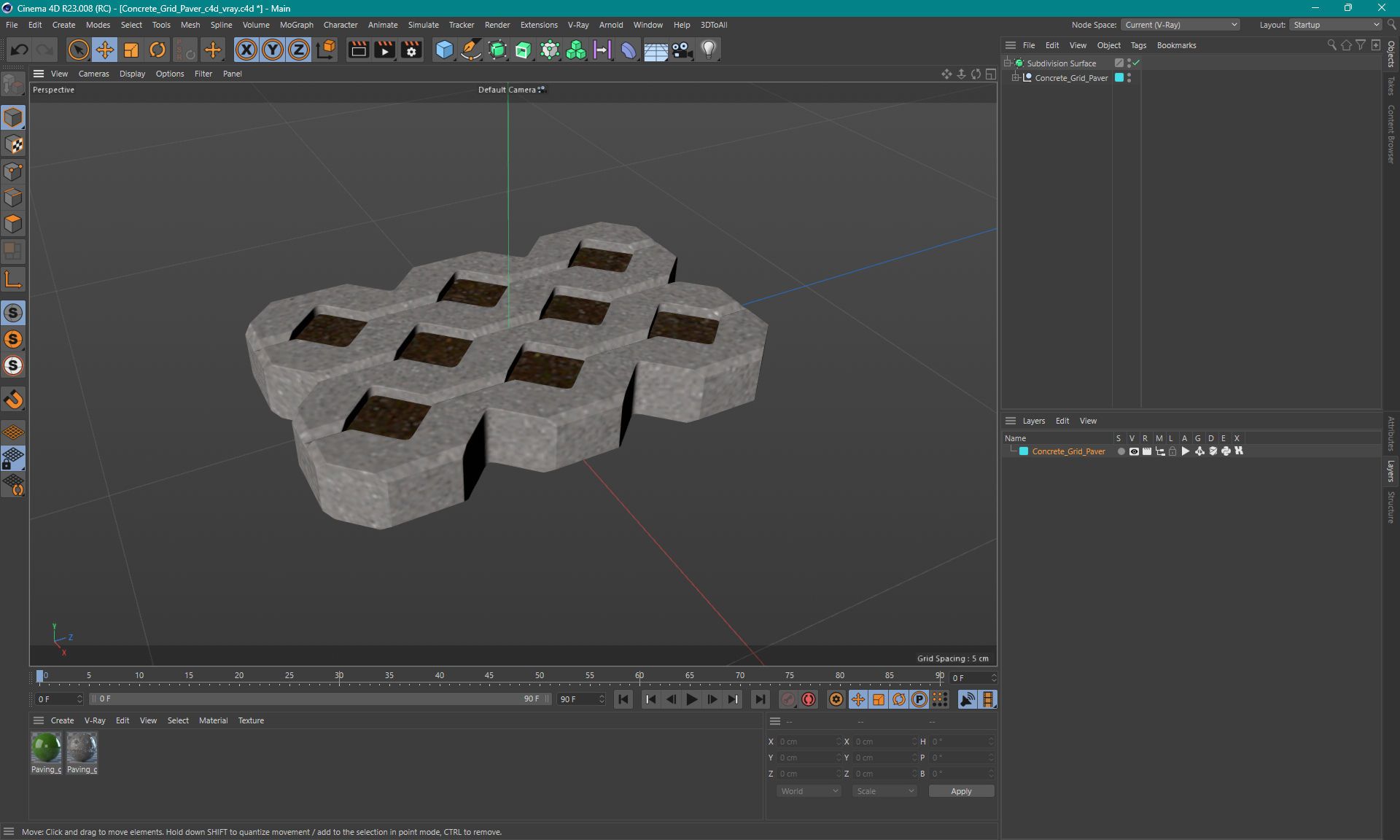 Concrete Grid Paver 3D model