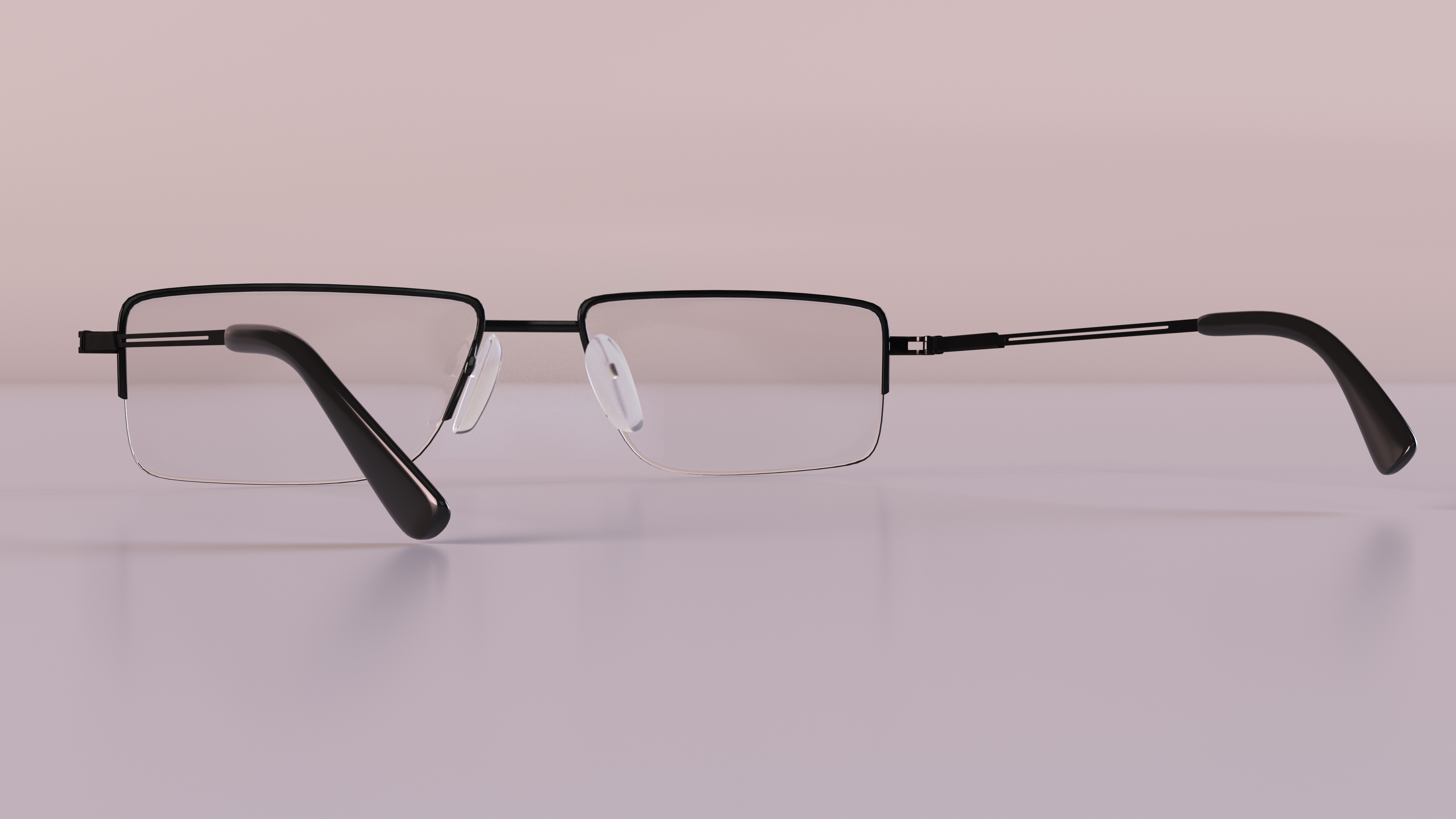 Rectangular Reading Glasses with Black Frame 3D model