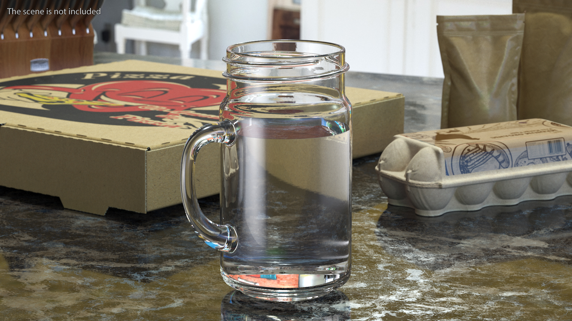 3D Mason Jar With Handle Full