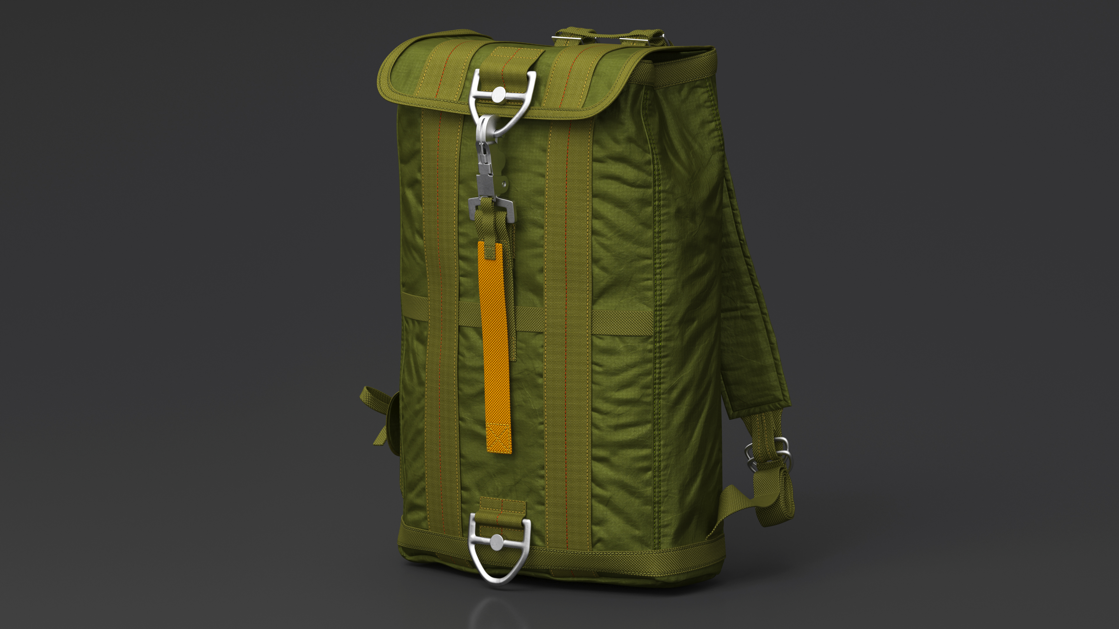 3D Lightweight Travel Parachute Backpack Green model