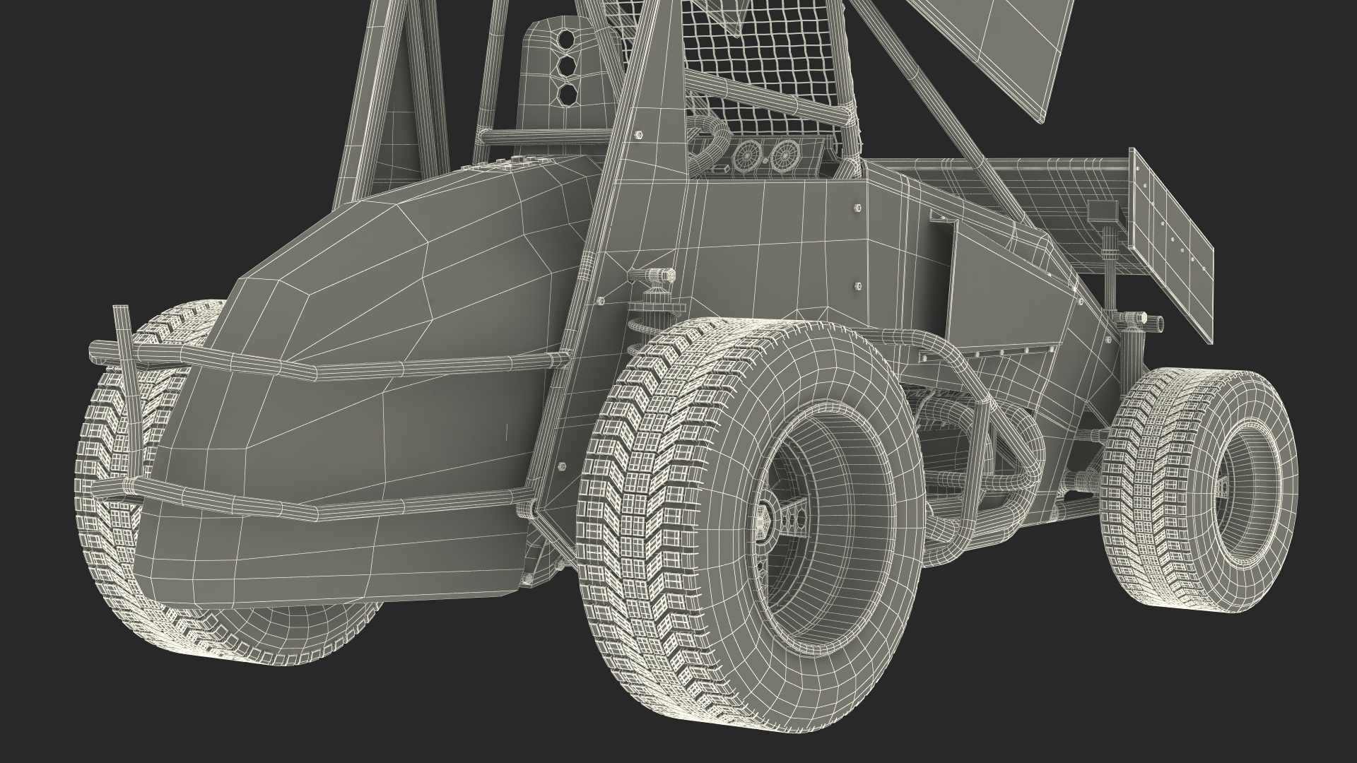 Winged Sprint Car 3D