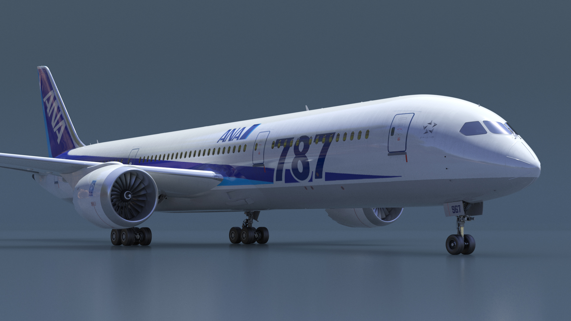 3D model Boeing 787-9 Dreamliner ANA Livery Rigged for Maya