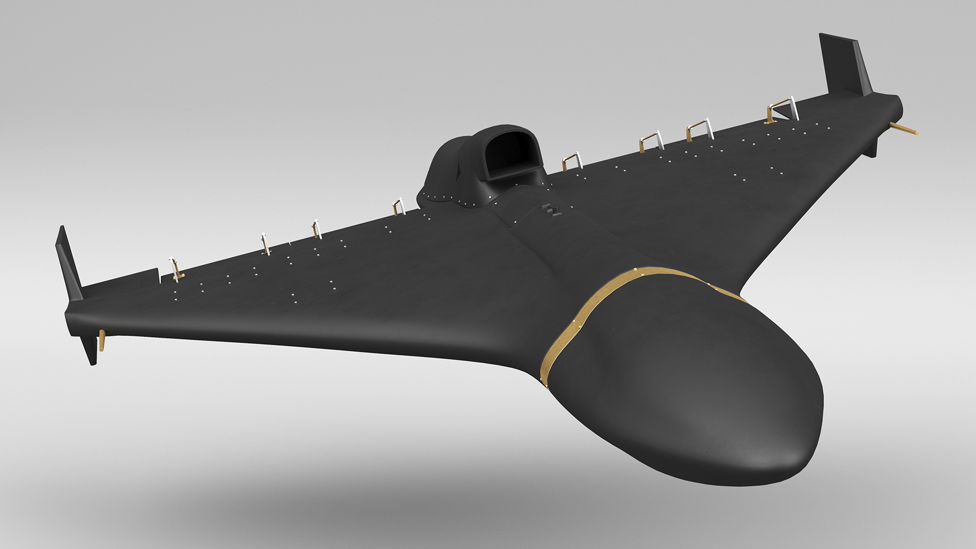 3D Shahed 238 Kamikaze Drone Black Rigged model