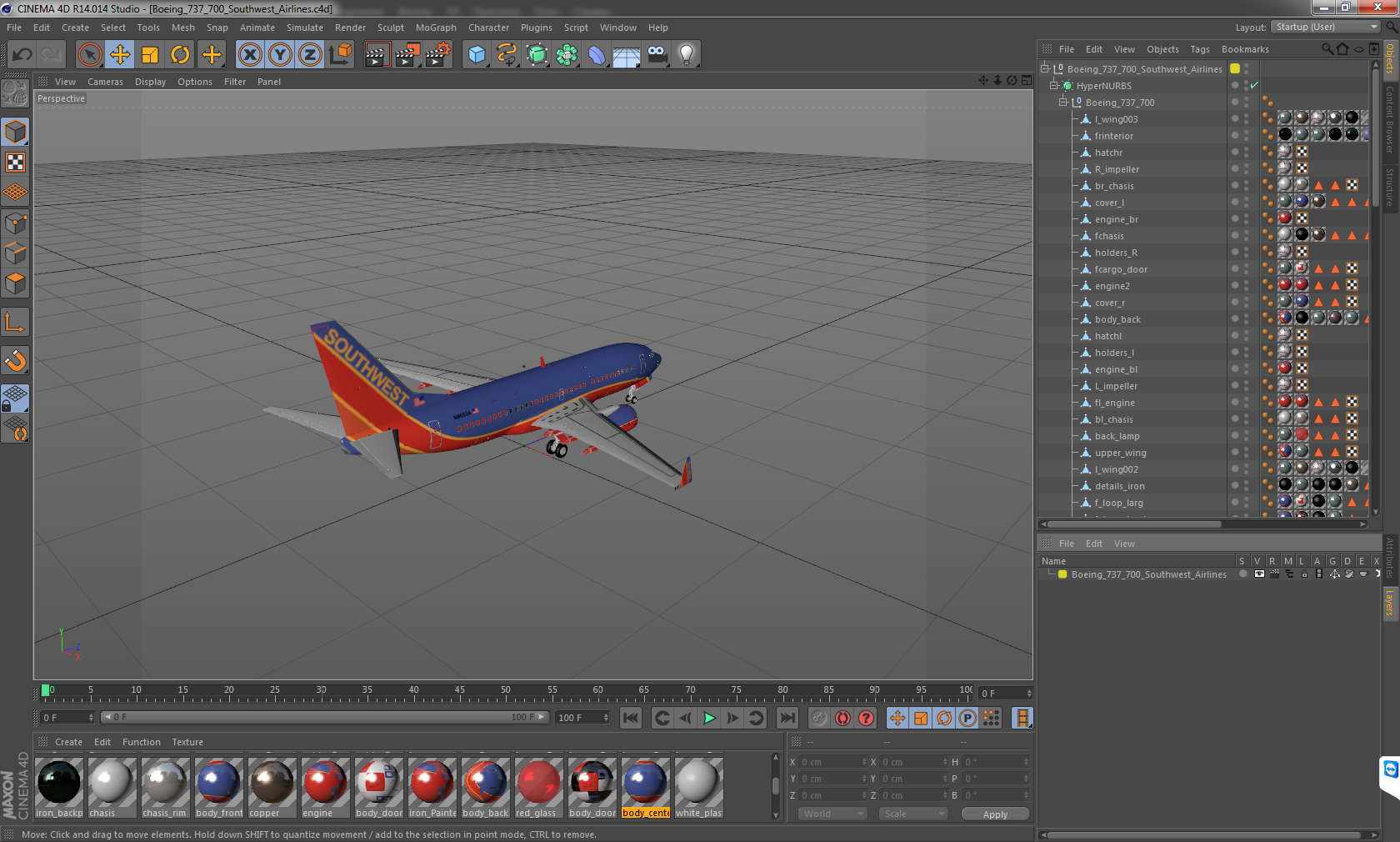 3D Boeing 737 700 Southwest Airlines model