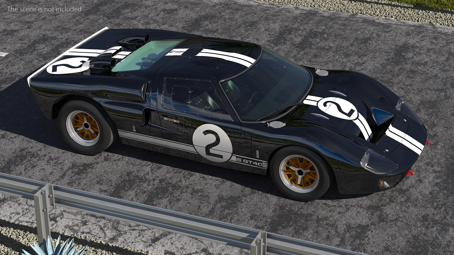 3D Ford GT40 Racing Car Black