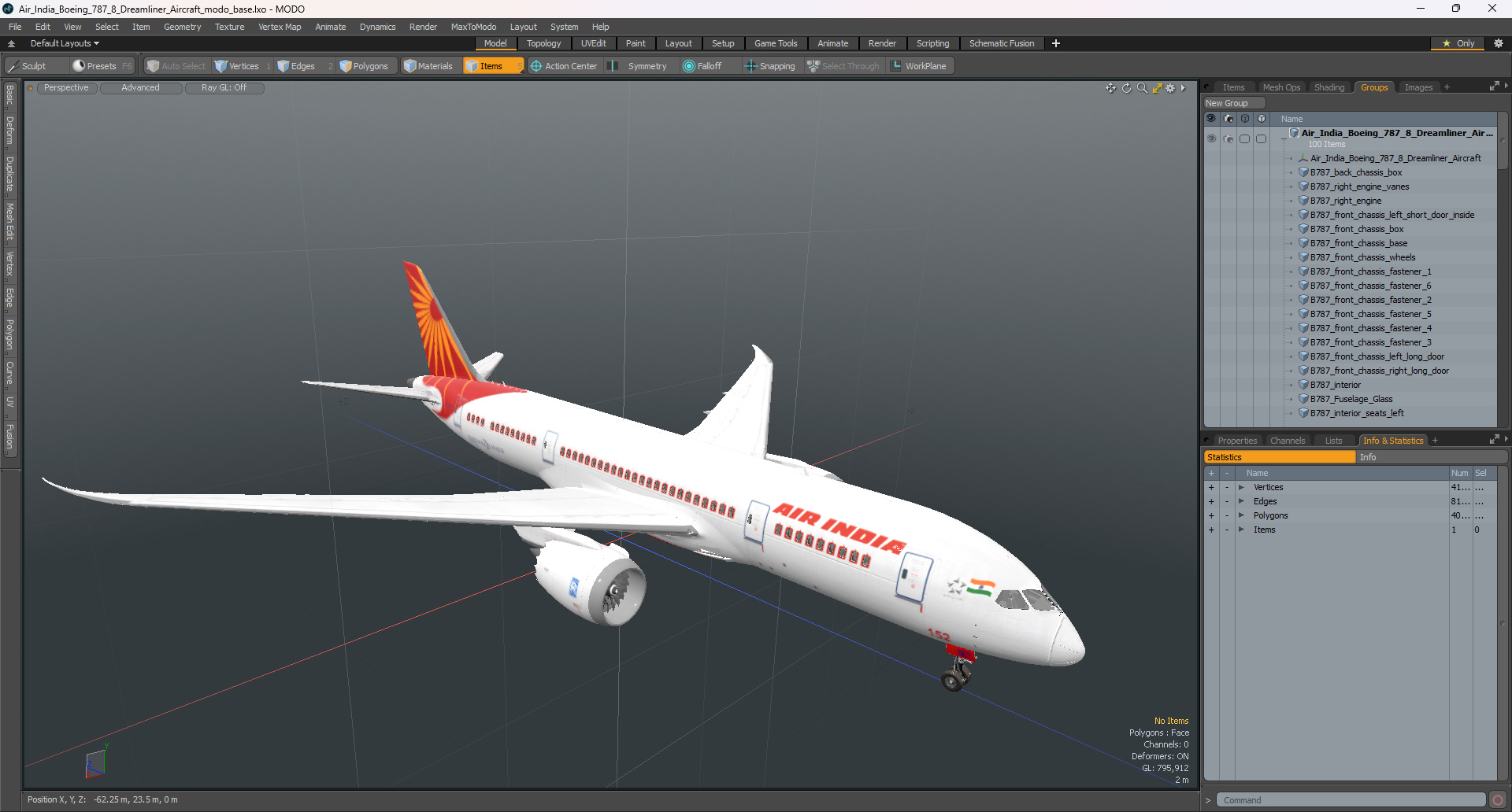 Air India Boeing 787-8 Dreamliner Aircraft 3D