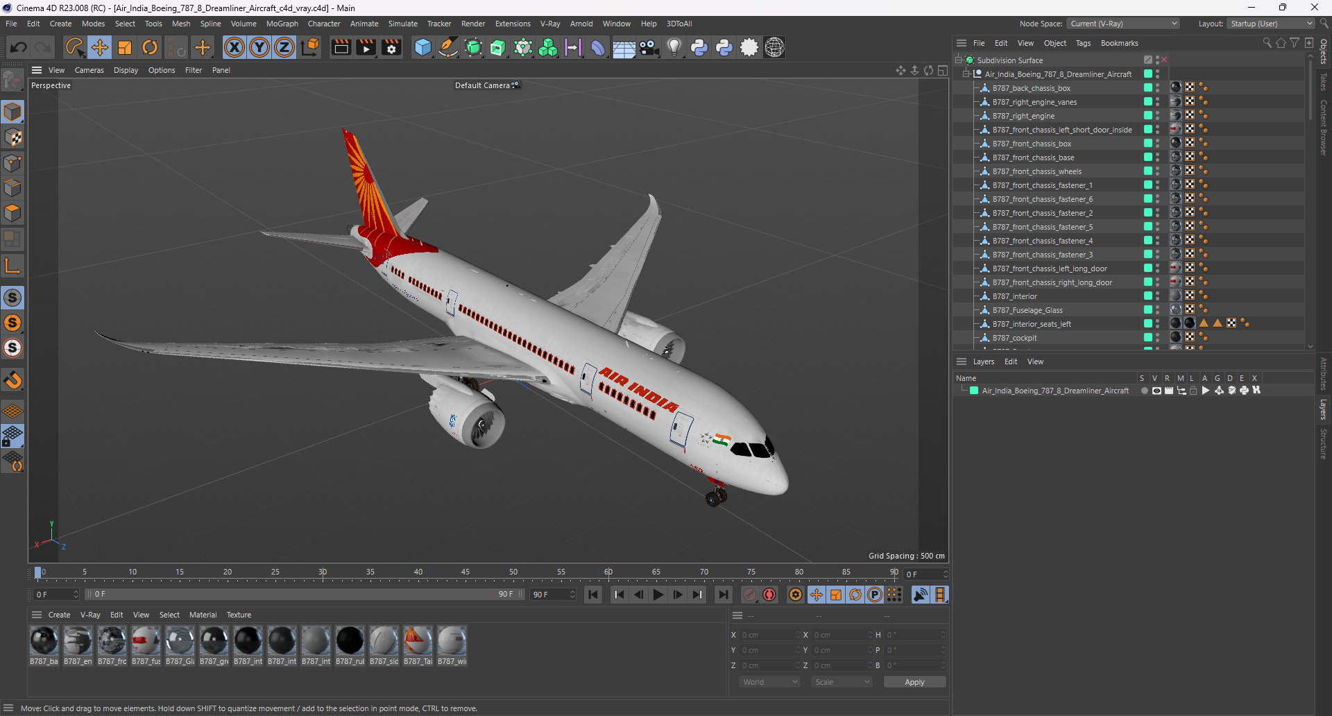 Air India Boeing 787-8 Dreamliner Aircraft 3D