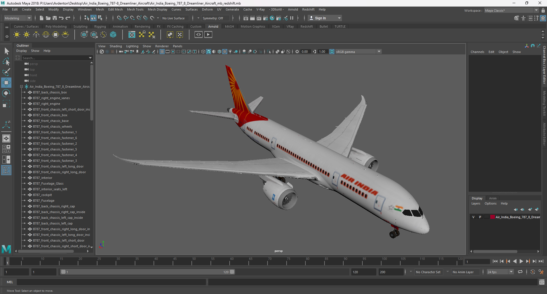 Air India Boeing 787-8 Dreamliner Aircraft 3D