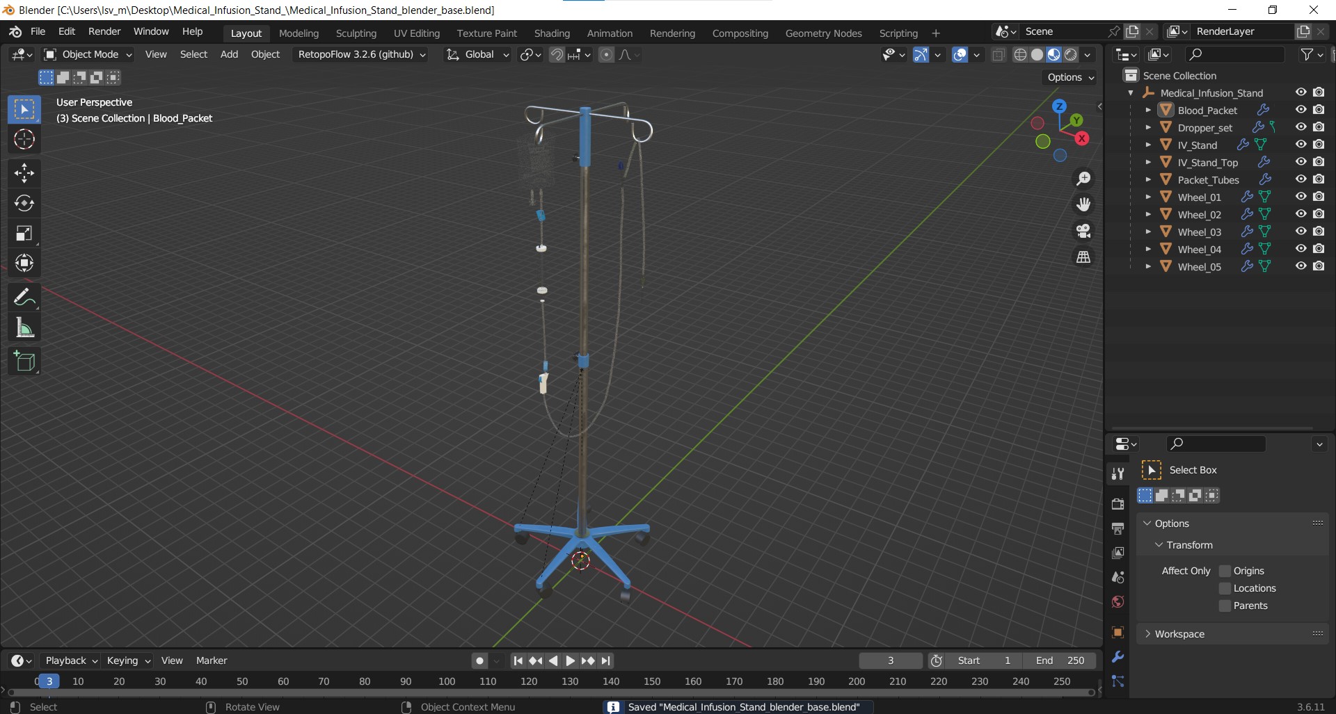 Medical Infusion Stand 3D