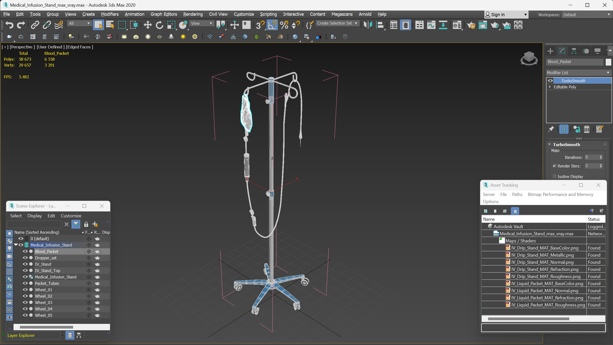 Medical Infusion Stand 3D