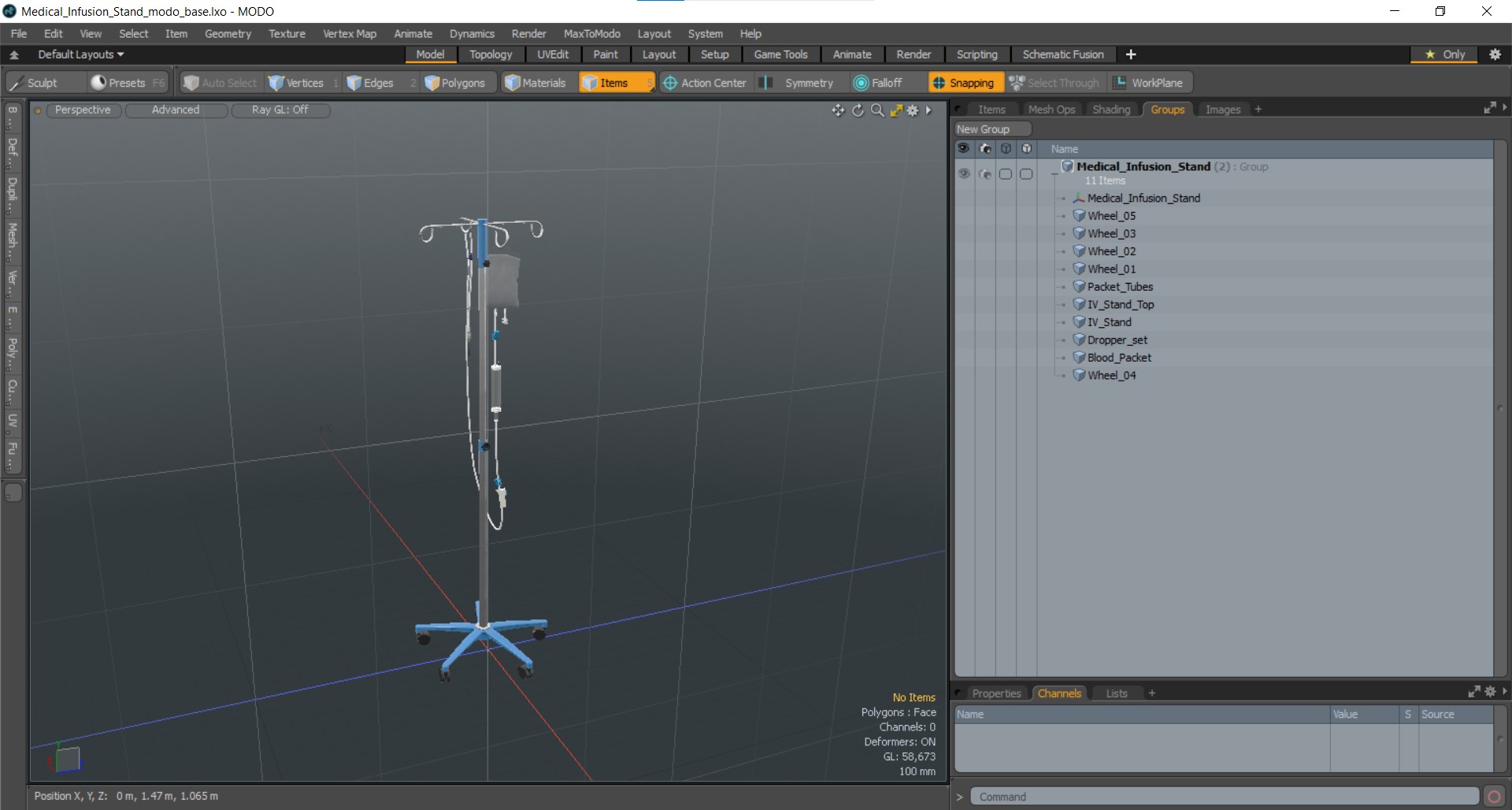 Medical Infusion Stand 3D