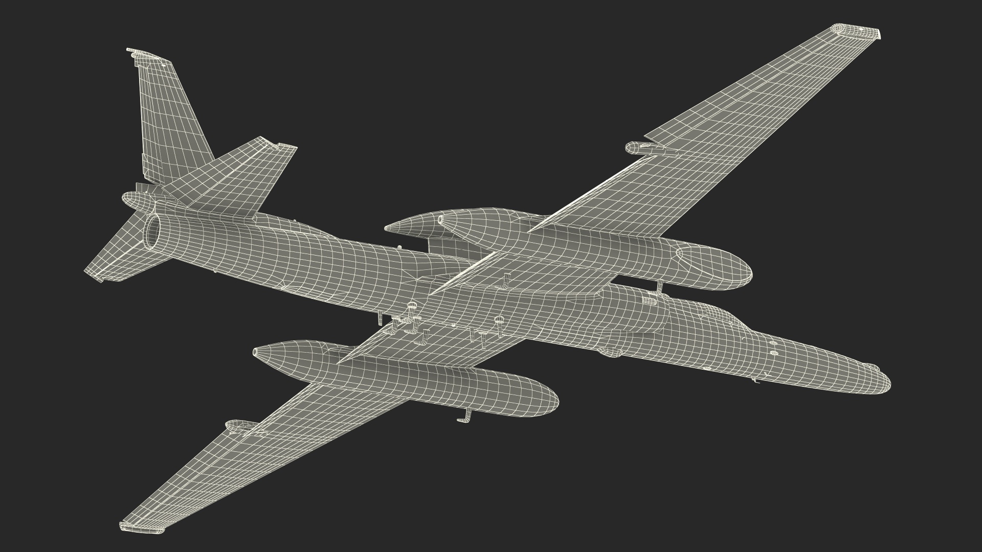 Reconnaissance Aircraft Grey Rigged for Cinema 4D 3D model