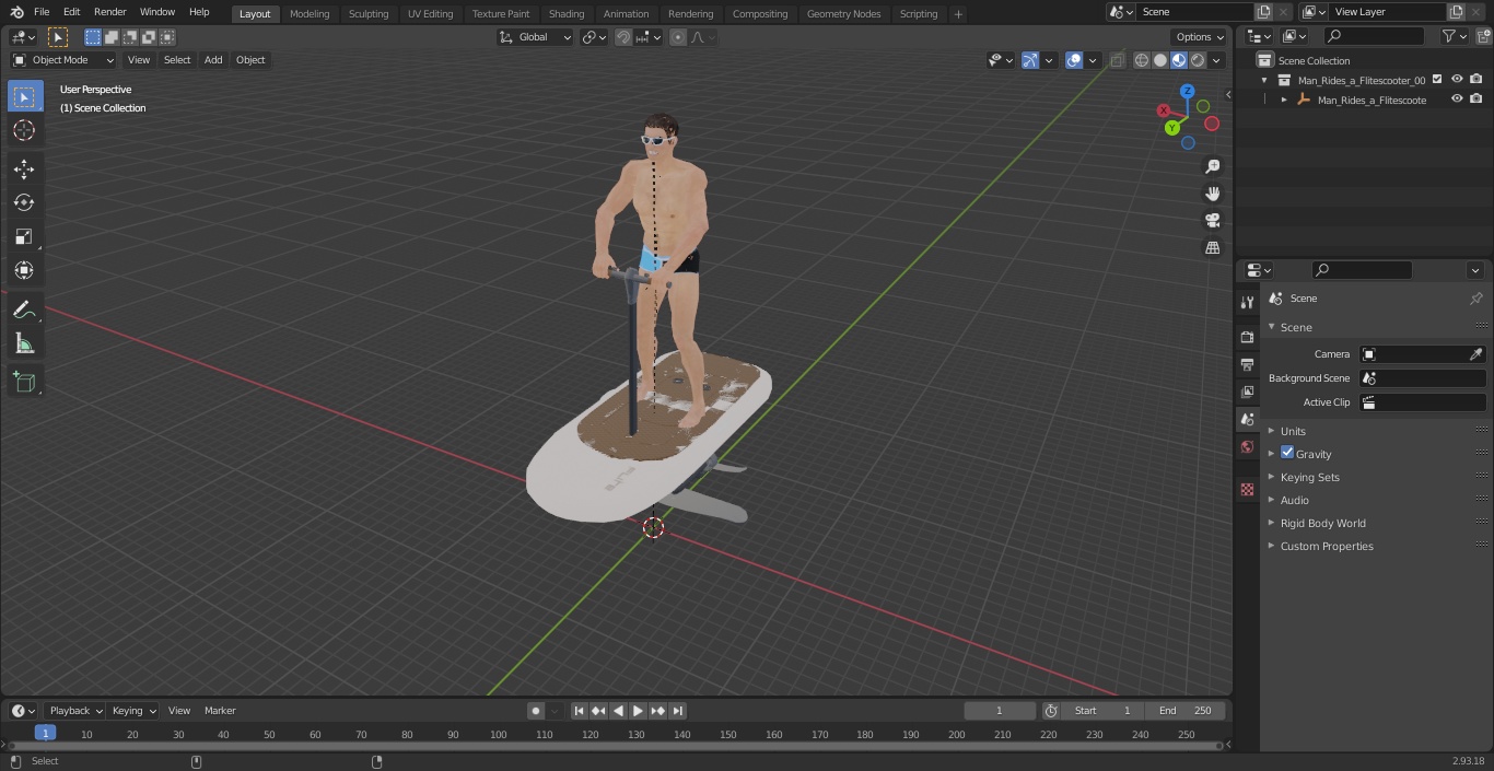 Man Rides a Flitescooter 3D model