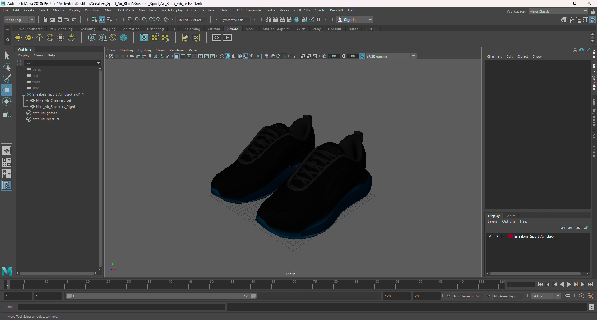 Sneakers Sport Air Black 3D model