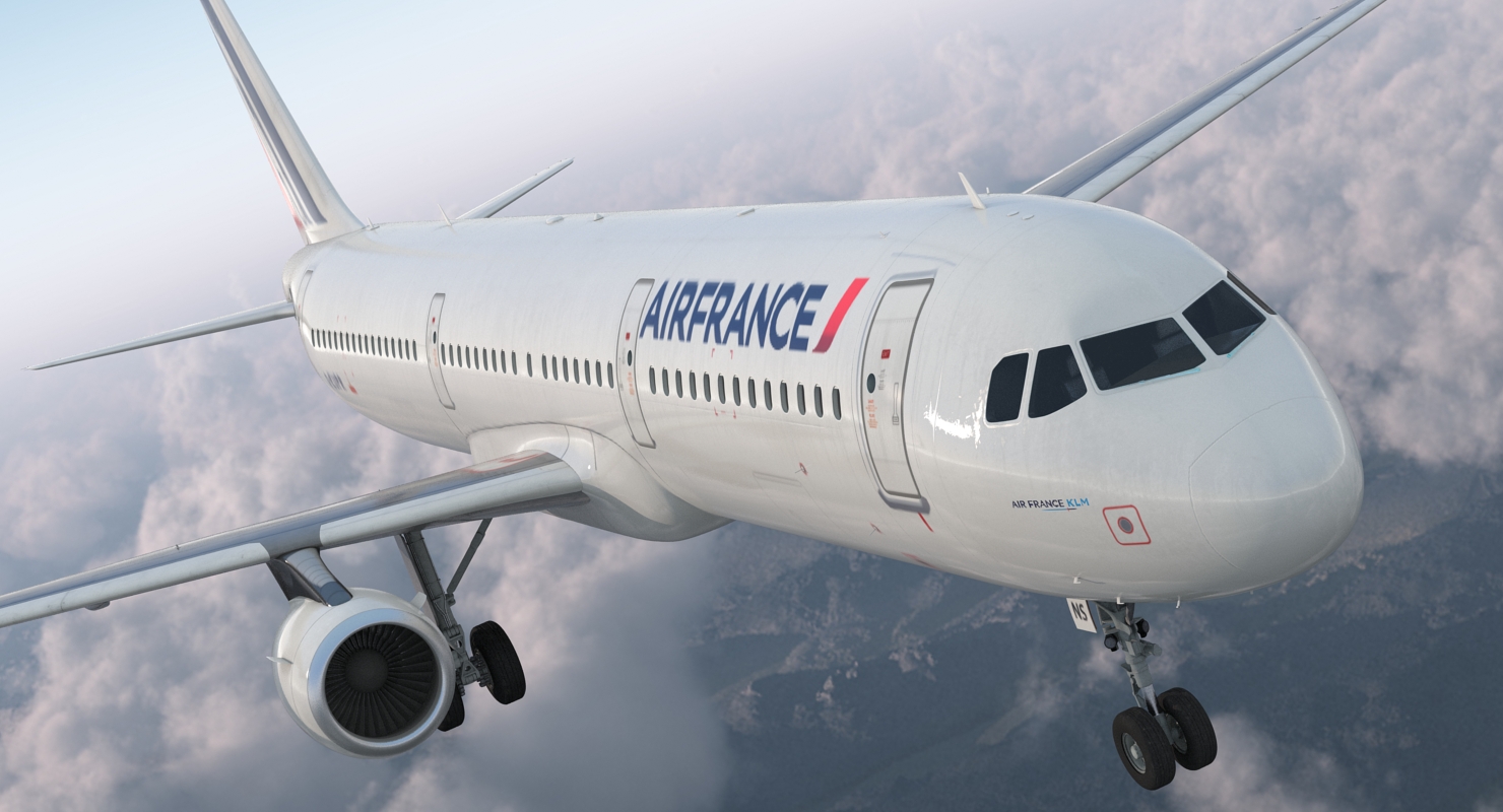 3D Airbus A321 Air France with Interior