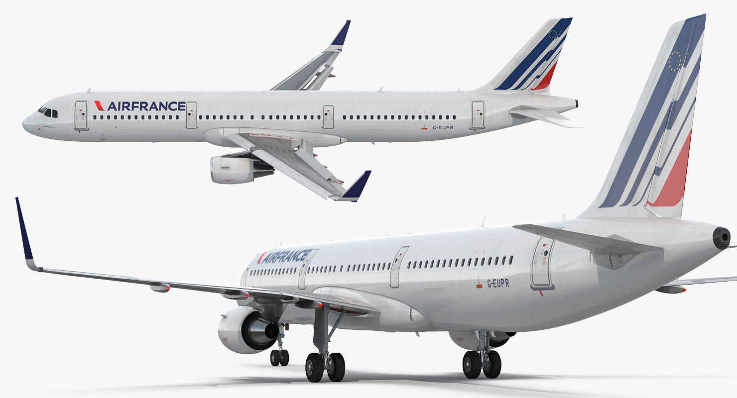 3D Airbus A321 Air France with Interior