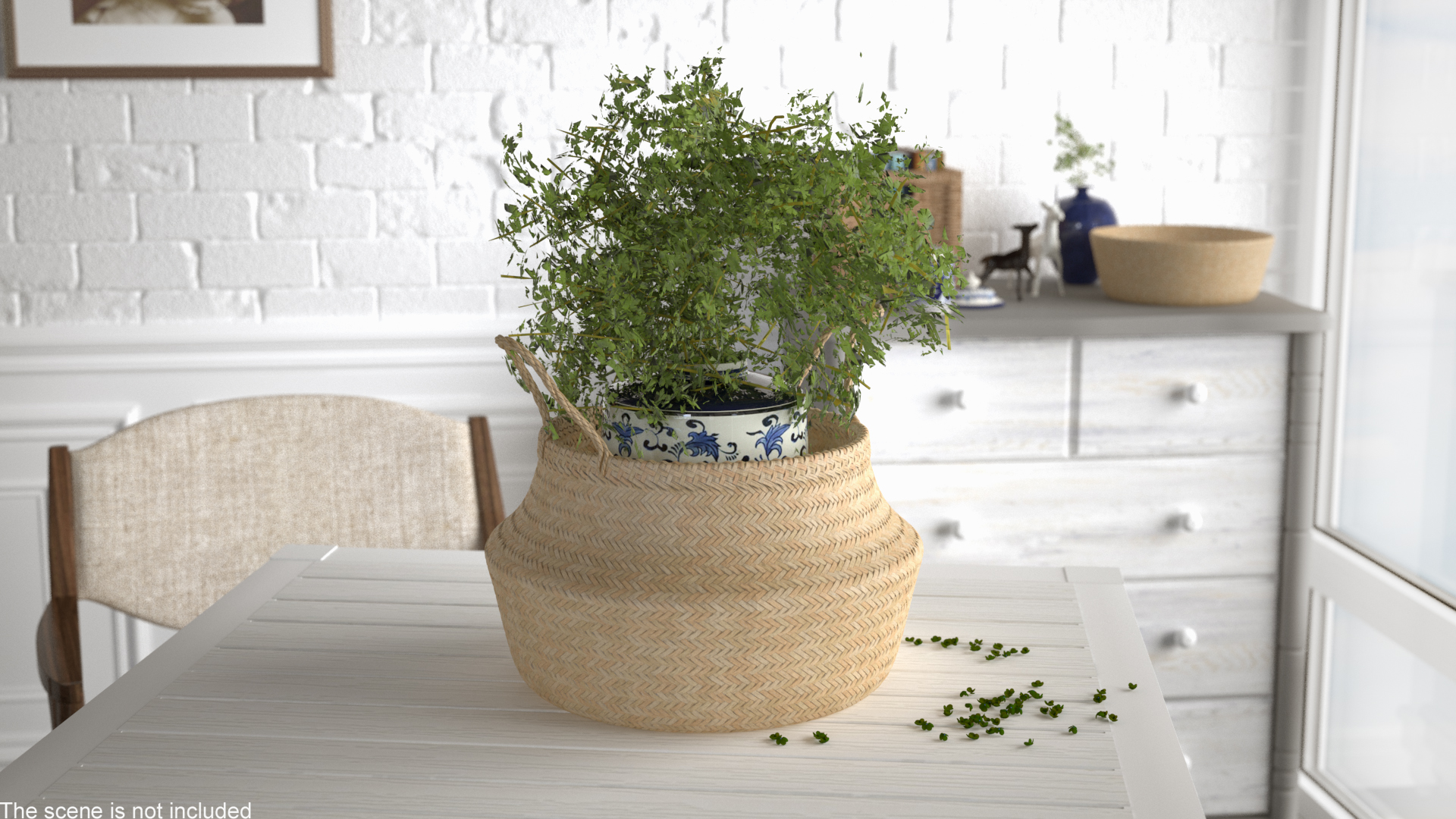 3D Foldable Wicker Straw Basket model