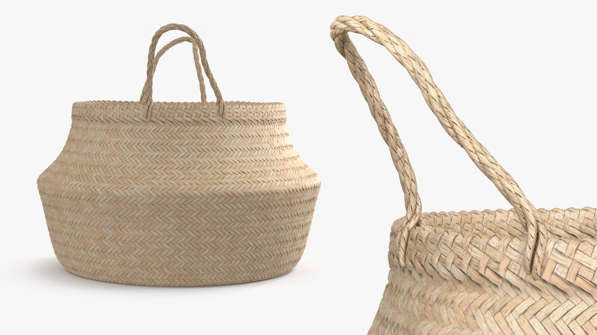 3D Foldable Wicker Straw Basket model