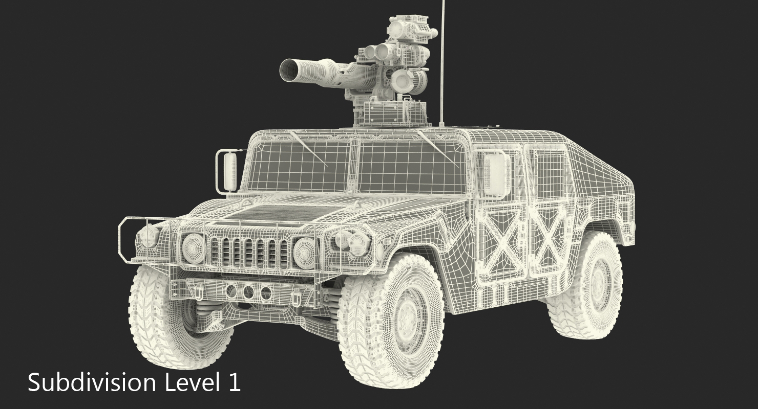 HMMWV TOW Missile Carrier M966 Camo Rigged 3D