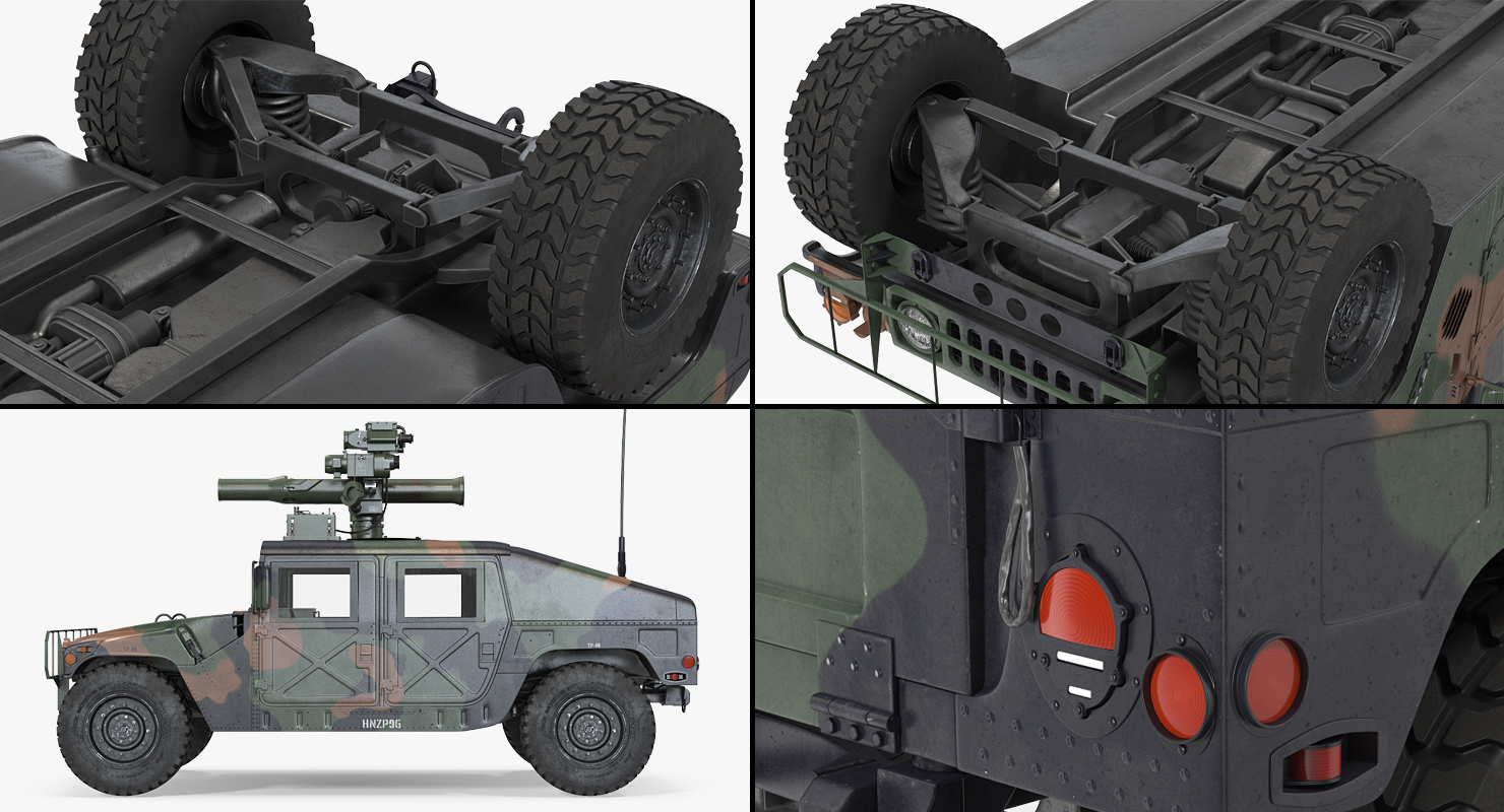 HMMWV TOW Missile Carrier M966 Camo Rigged 3D