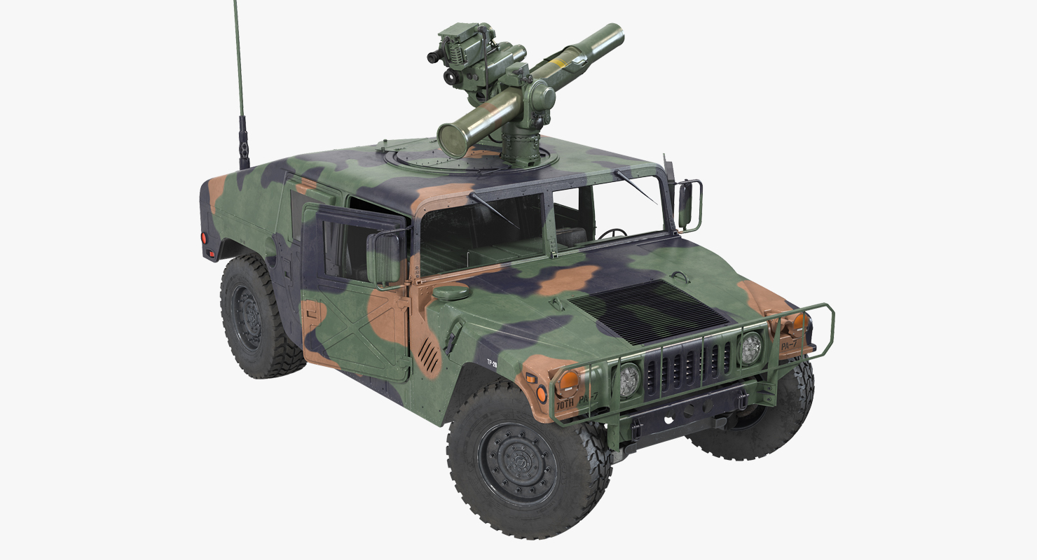 HMMWV TOW Missile Carrier M966 Camo Rigged 3D