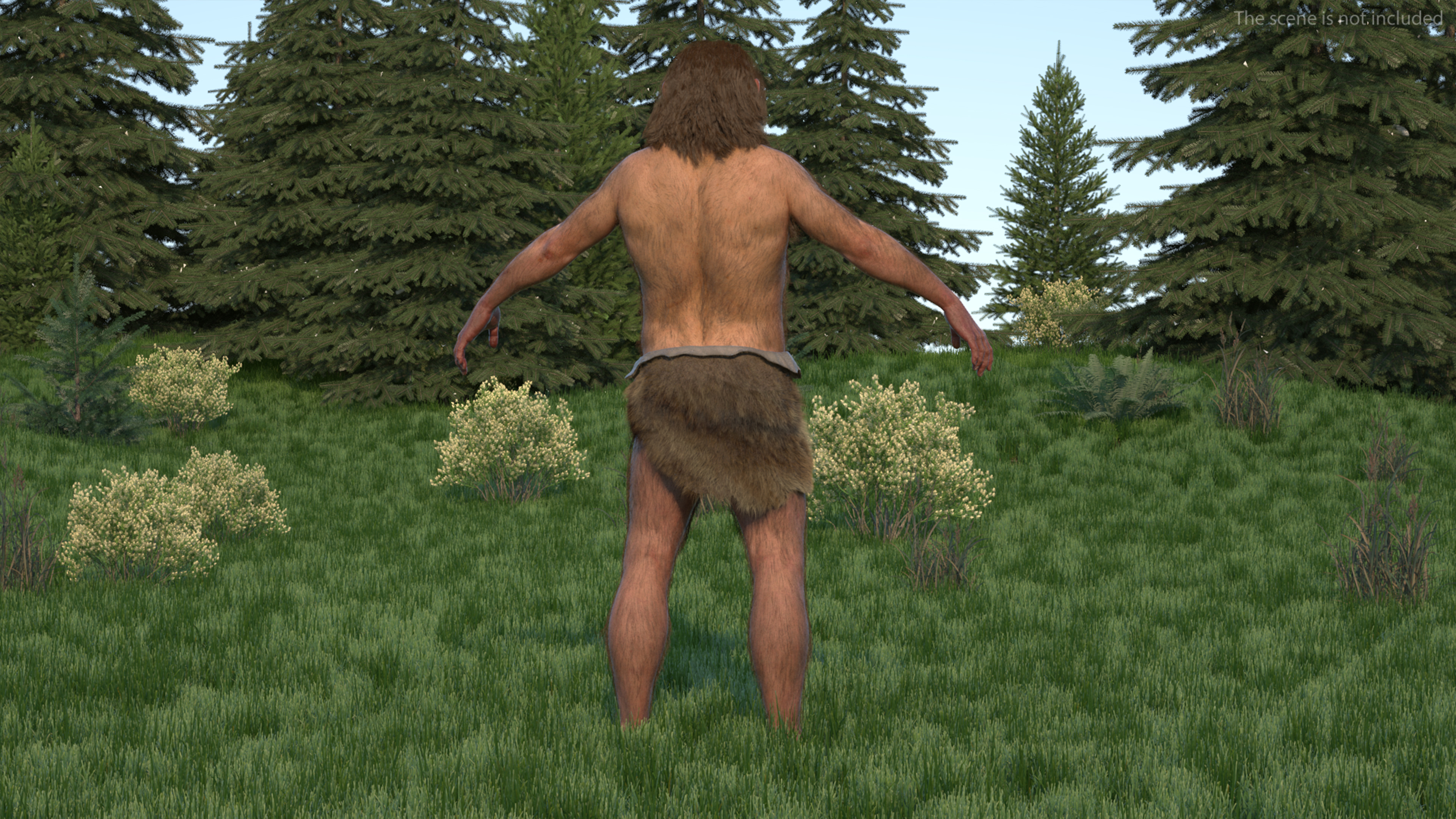 Neanderthal T-Pose Fur 3D