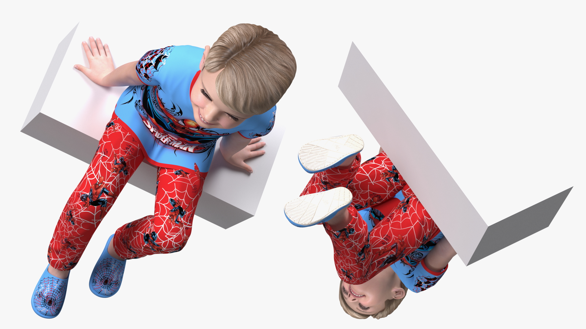 3D Sitting Child Boy Home Style model