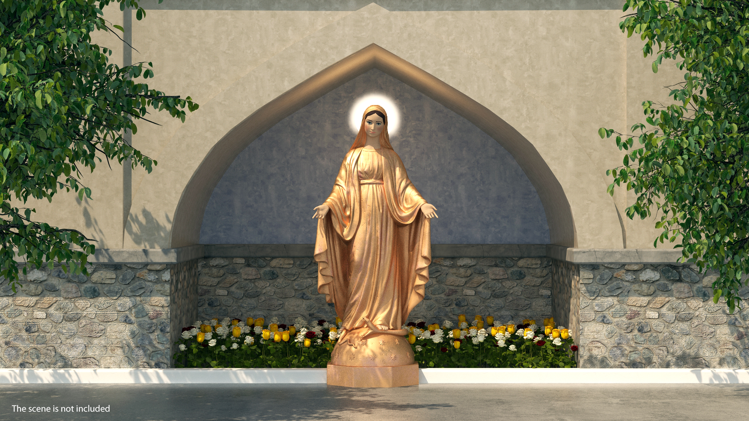 3D Madonna Virgin Mary Statue Golden model