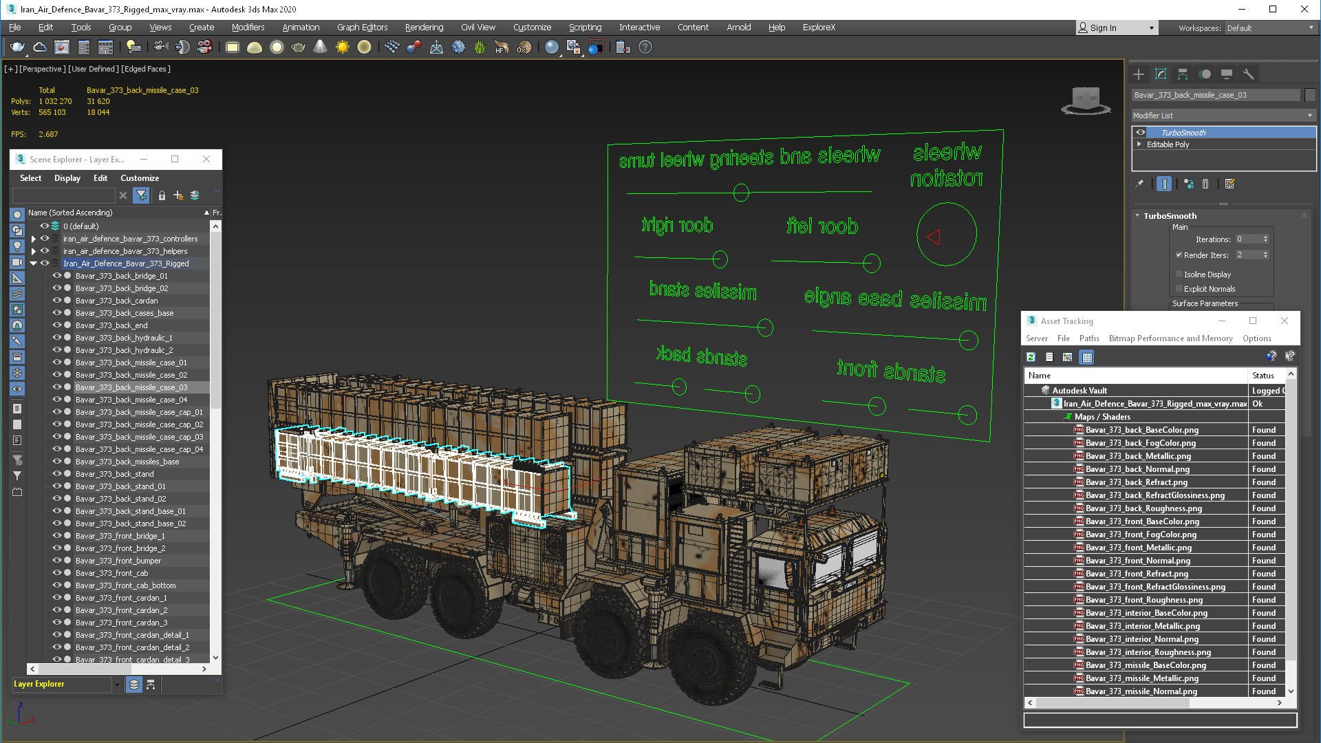 3D Iran Air Defence Bavar 373 Rigged model