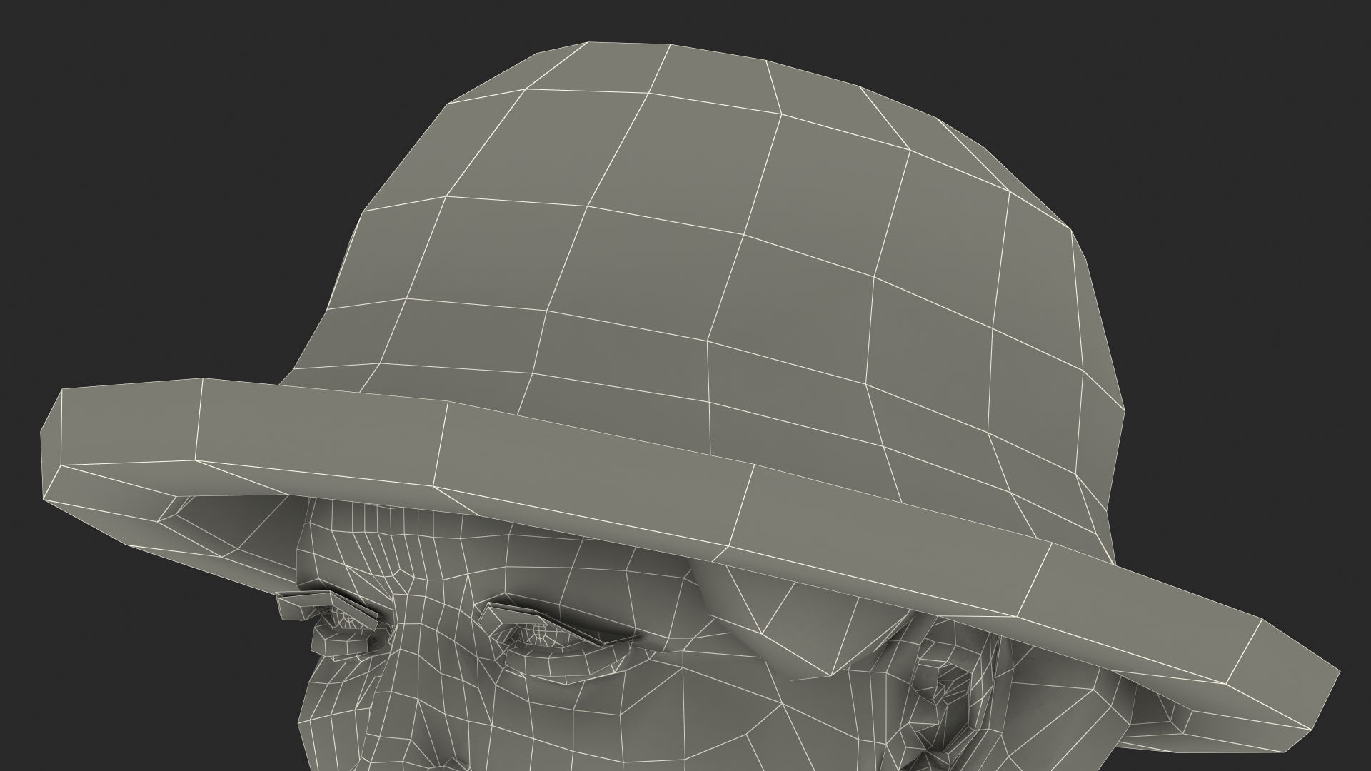 3D Chinese Old Lady Head Wearing Hat model