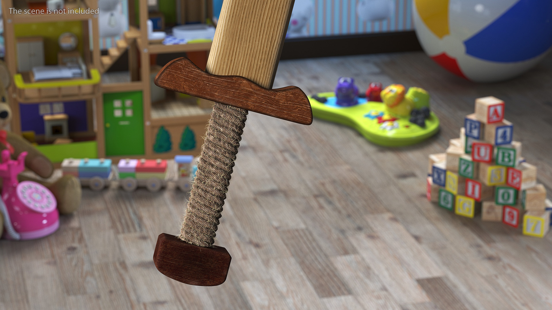 3D Toy Wooden Sword and Shield Fur