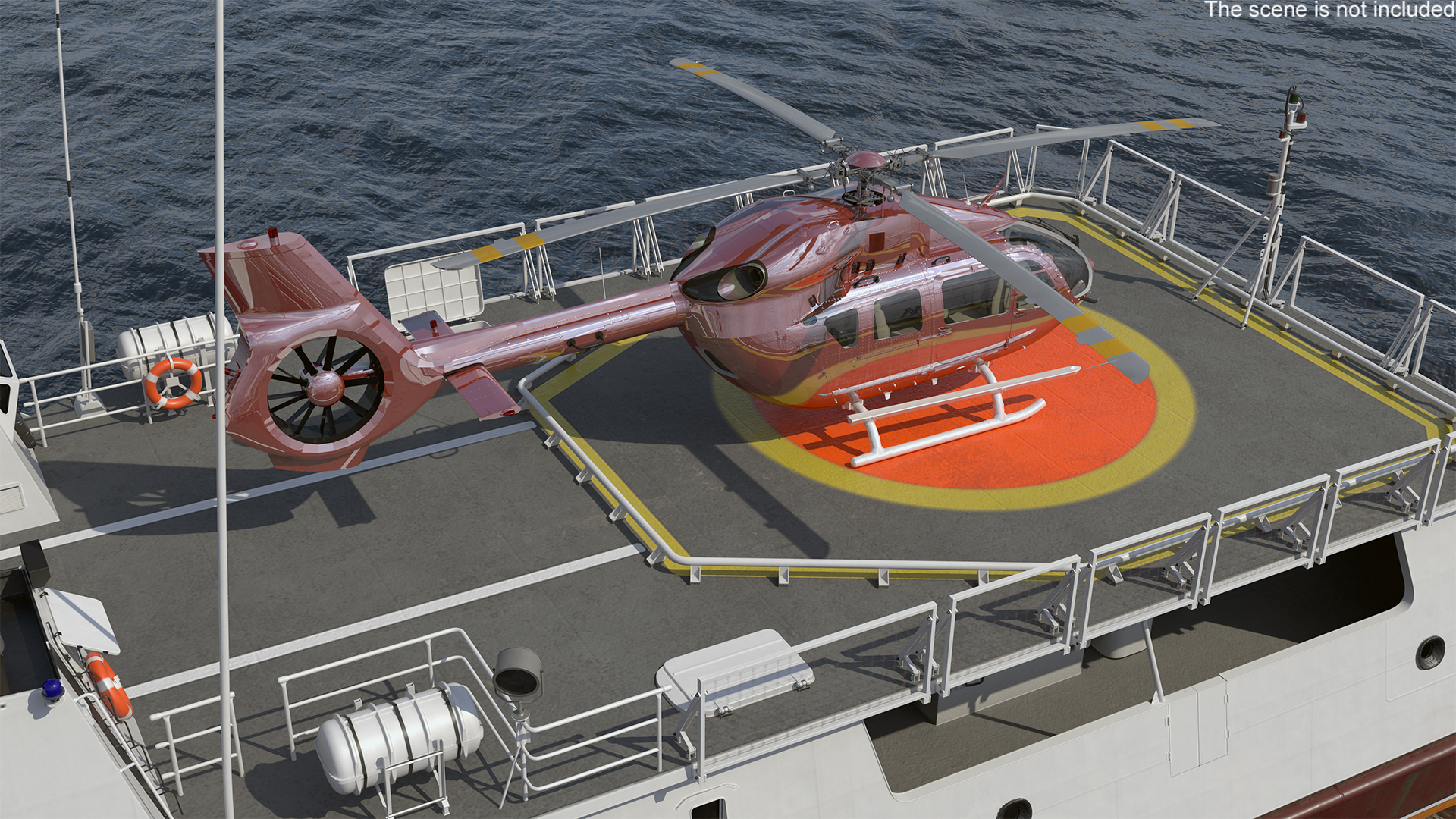 3D Coast Guard Ship with Helicopter Rigged for Cinema 4D model