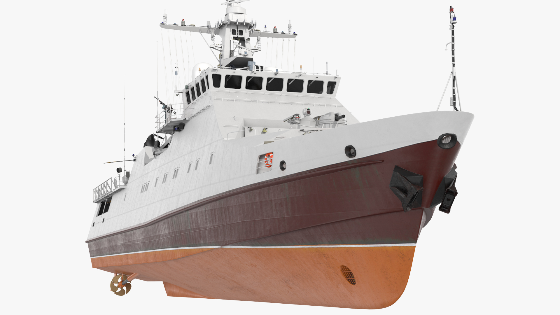 Coast Guard Ship with Helicopter Rigged 3D model