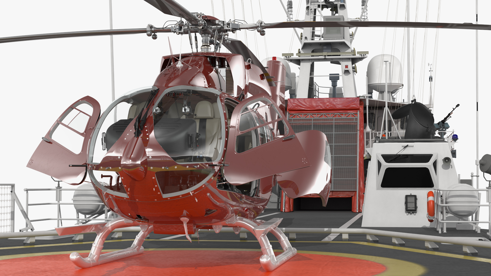 Coast Guard Ship with Helicopter Rigged 3D model