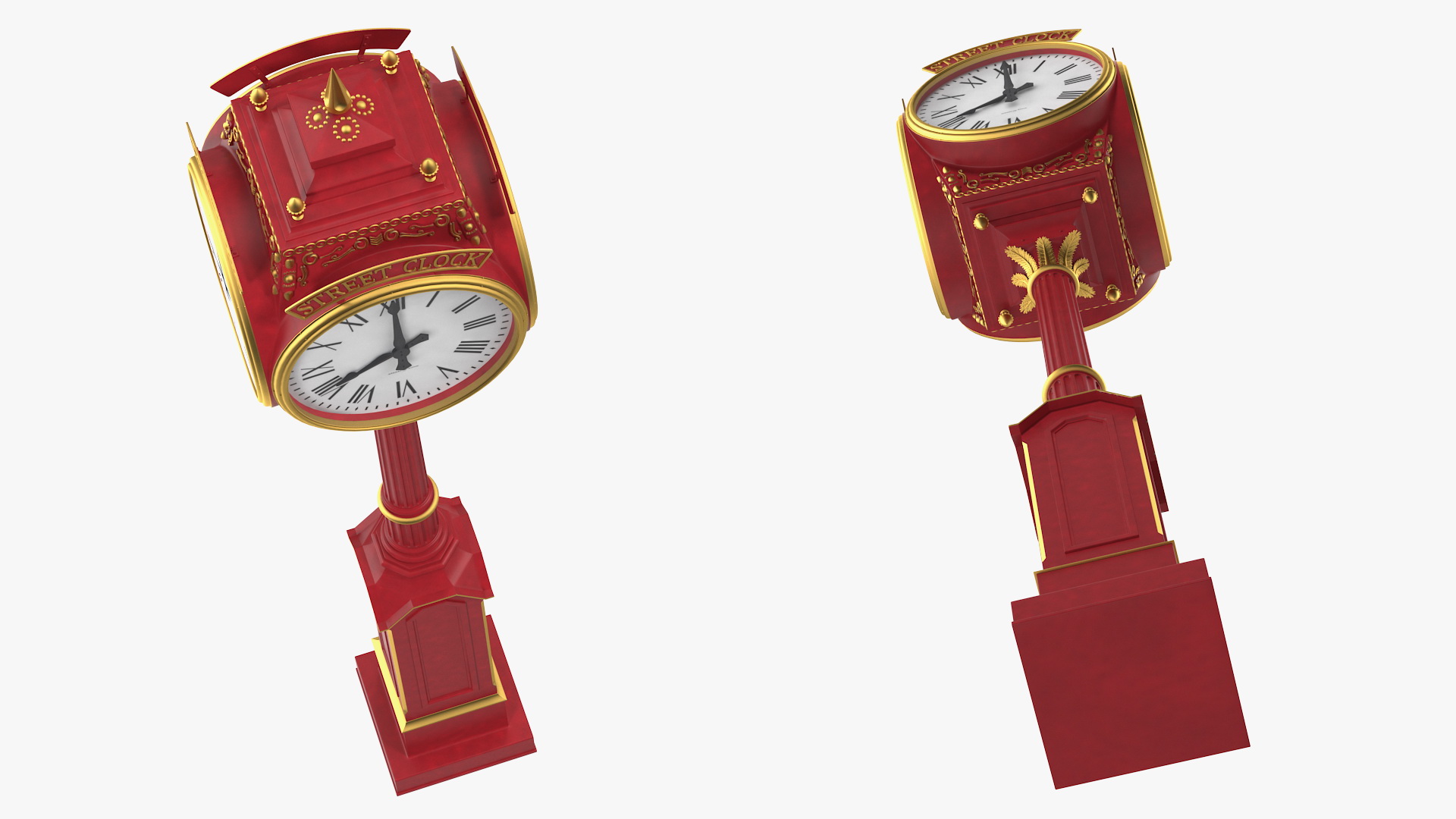 3D City Street Clock Red