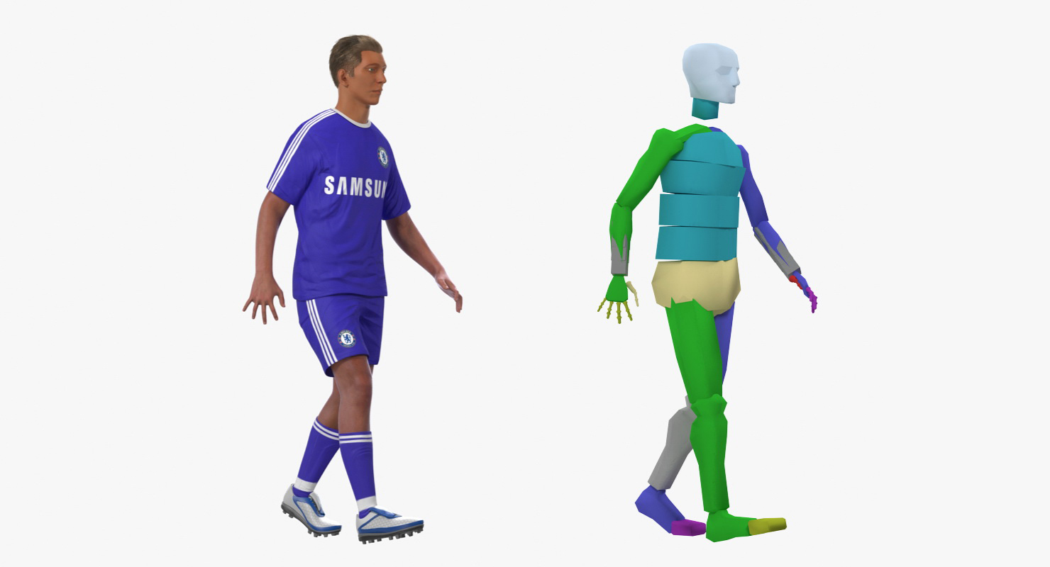 3D model Soccer or Football Player Chelsea Rigged