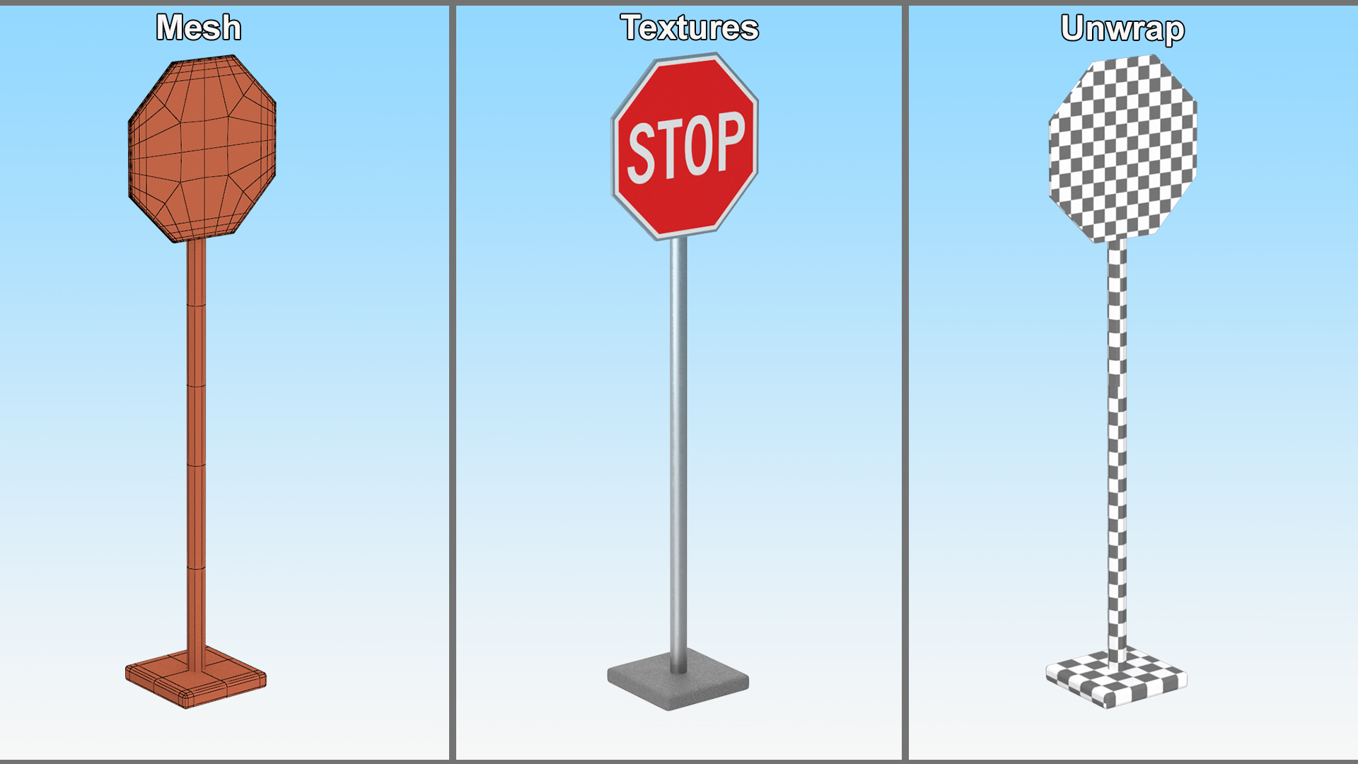 Road Sign Stop 3D model