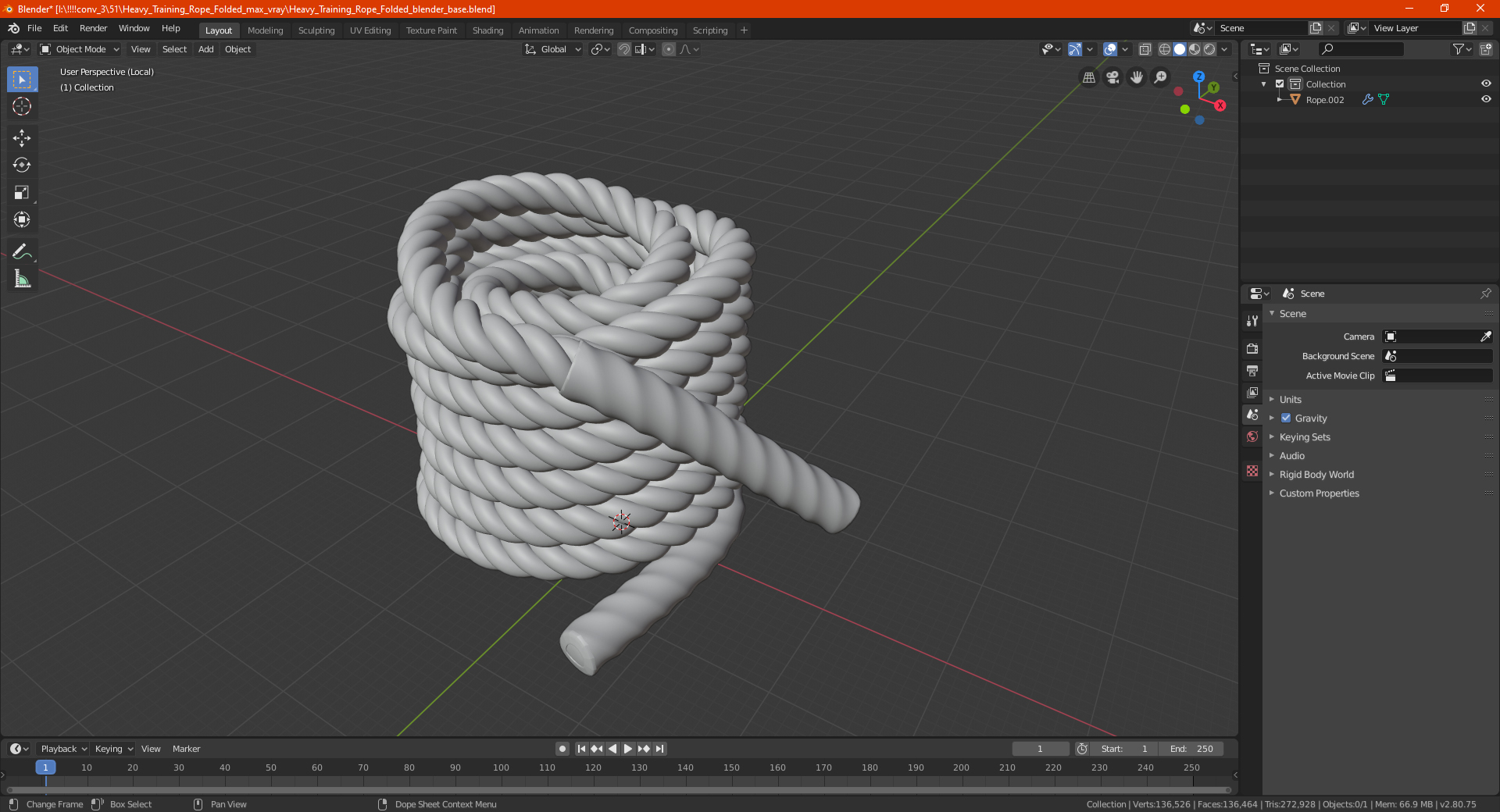 3D Pure2Improve Battle Rope Folded