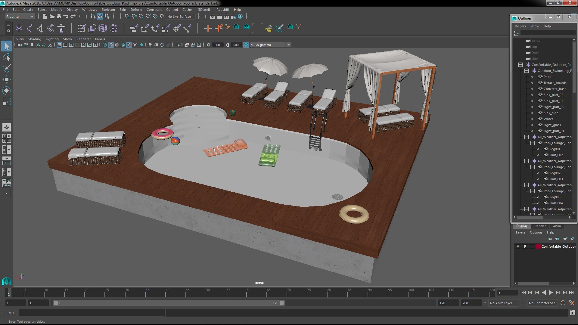 Comfortable Outdoor Pool 3D model