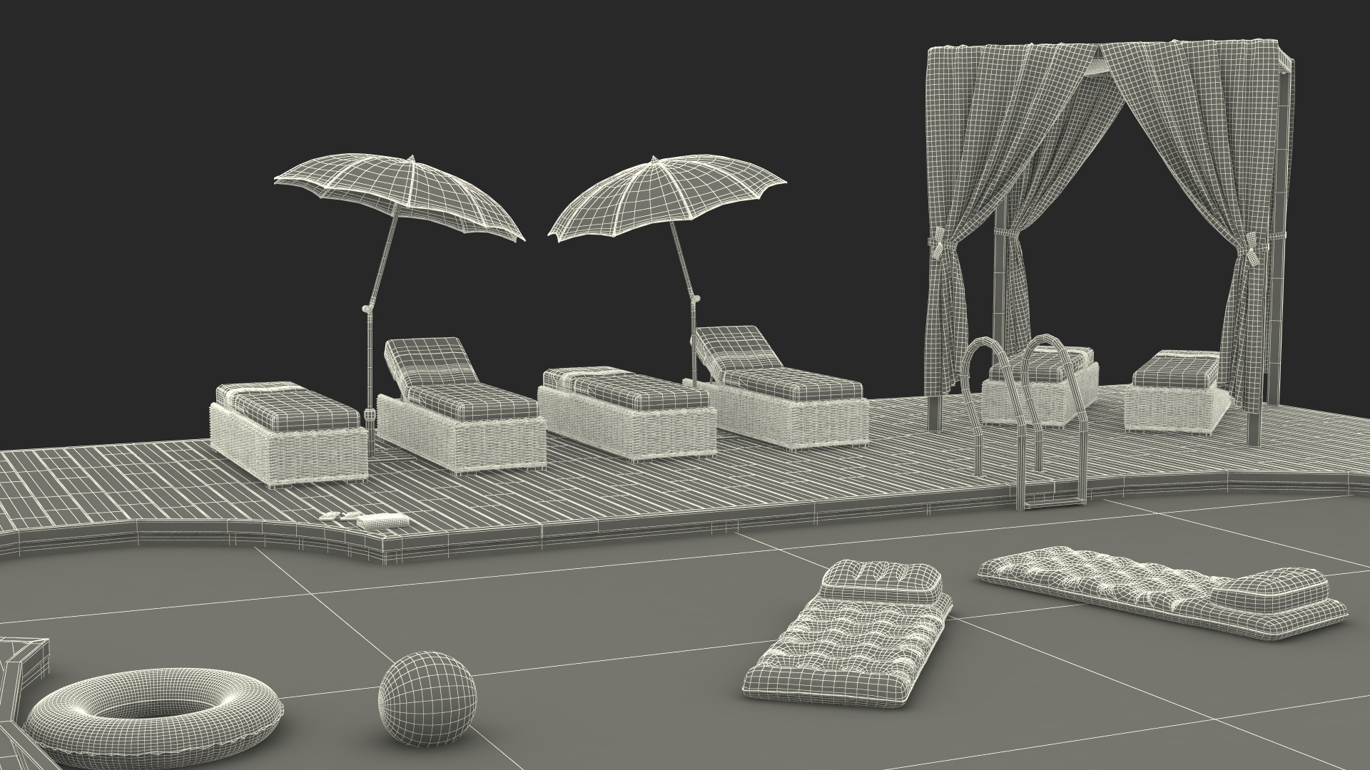 Comfortable Outdoor Pool 3D model