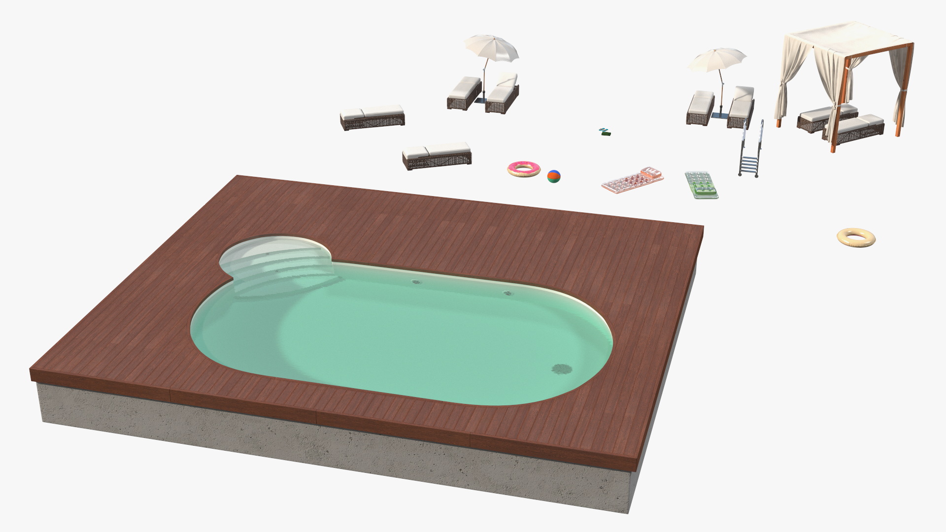 Comfortable Outdoor Pool 3D model