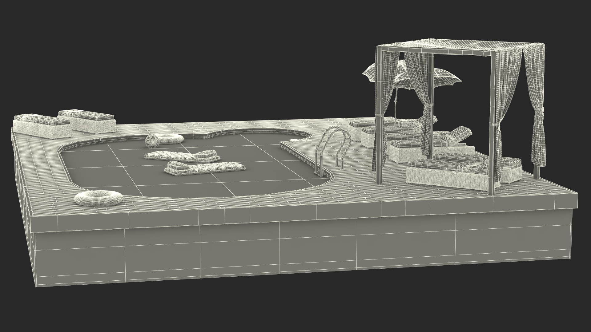 Comfortable Outdoor Pool 3D model