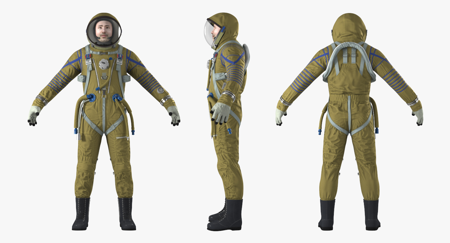 3D model Astronaut Wearing Space Suit Strizh