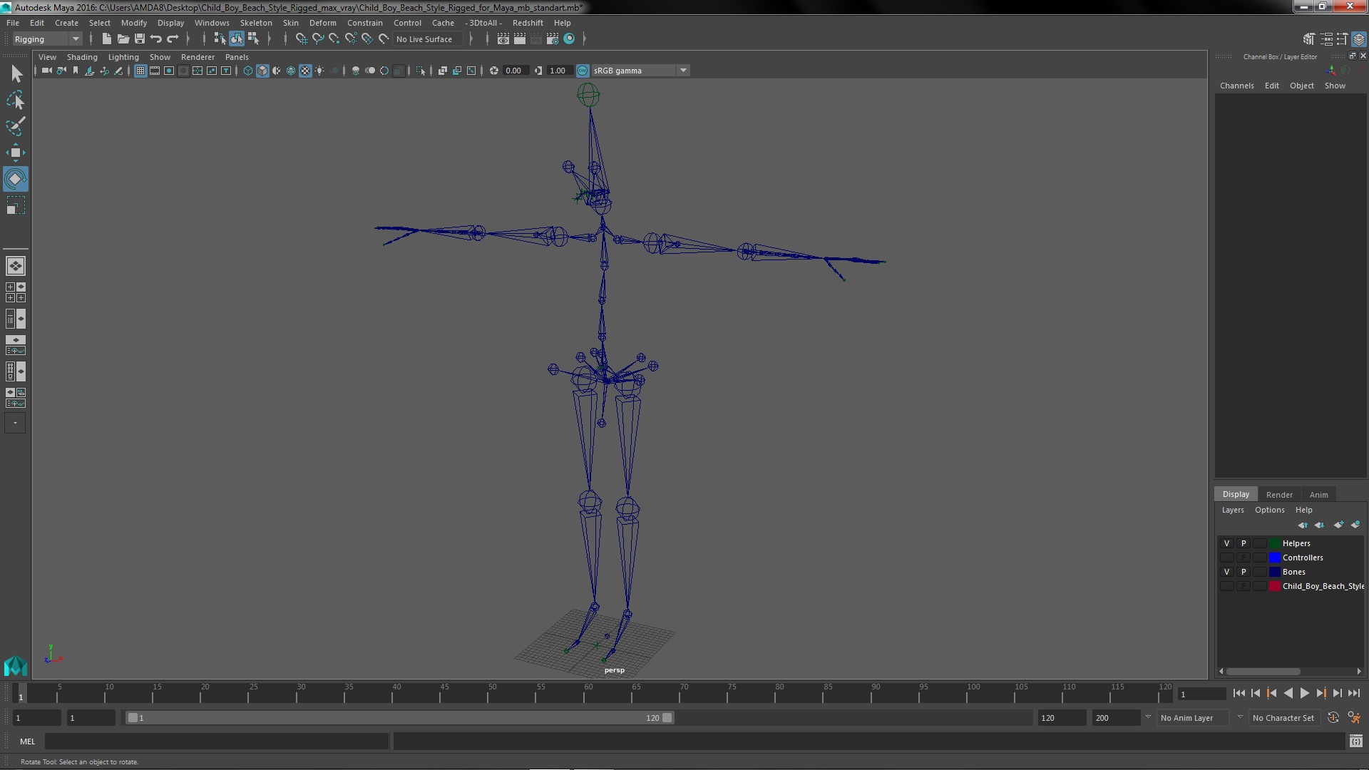 Child Boy Beach Style Rigged for Maya 3D