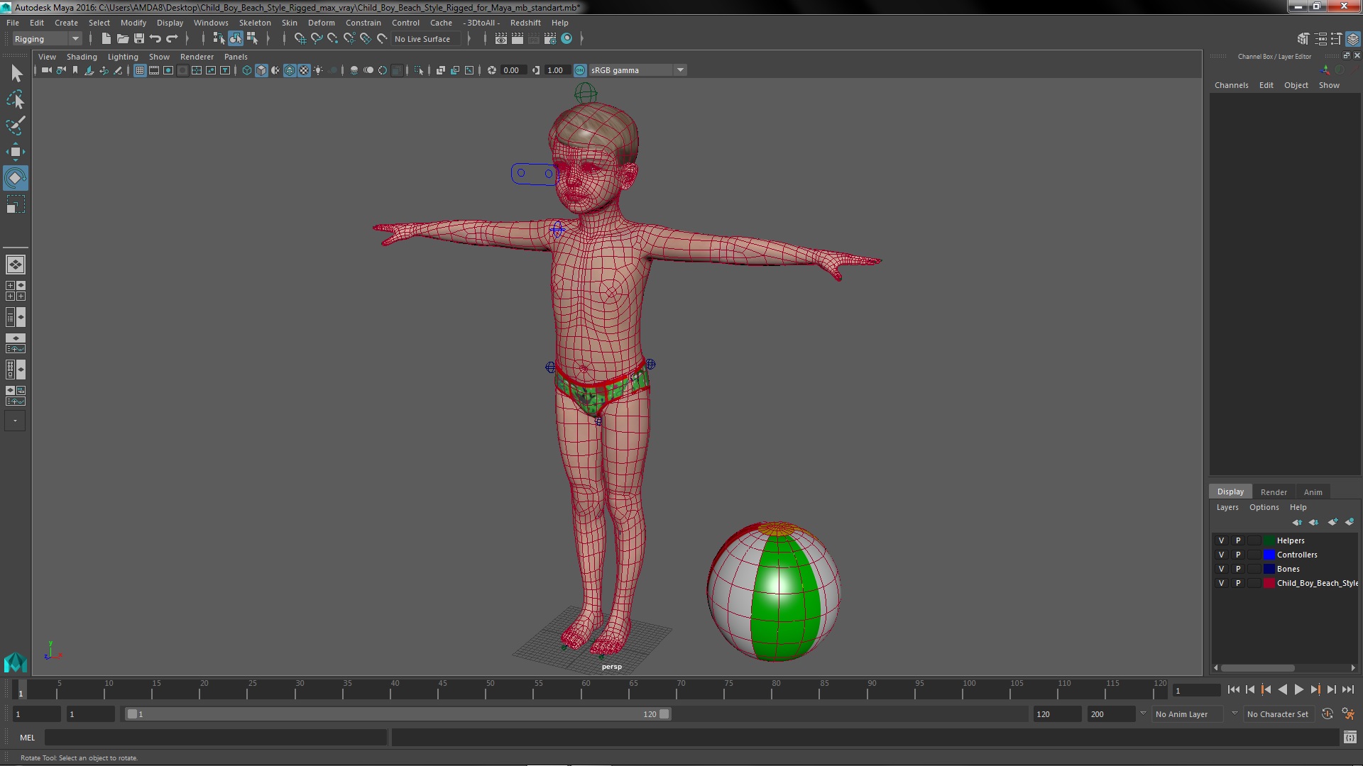 Child Boy Beach Style Rigged for Maya 3D